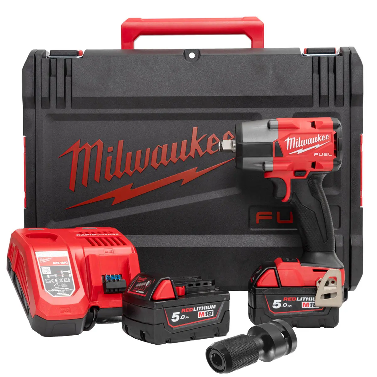 Milwaukee M18fmtiw2f12-502X 18V Fuel Brushless 1/2" Impact Wrench With Accessories Set 1