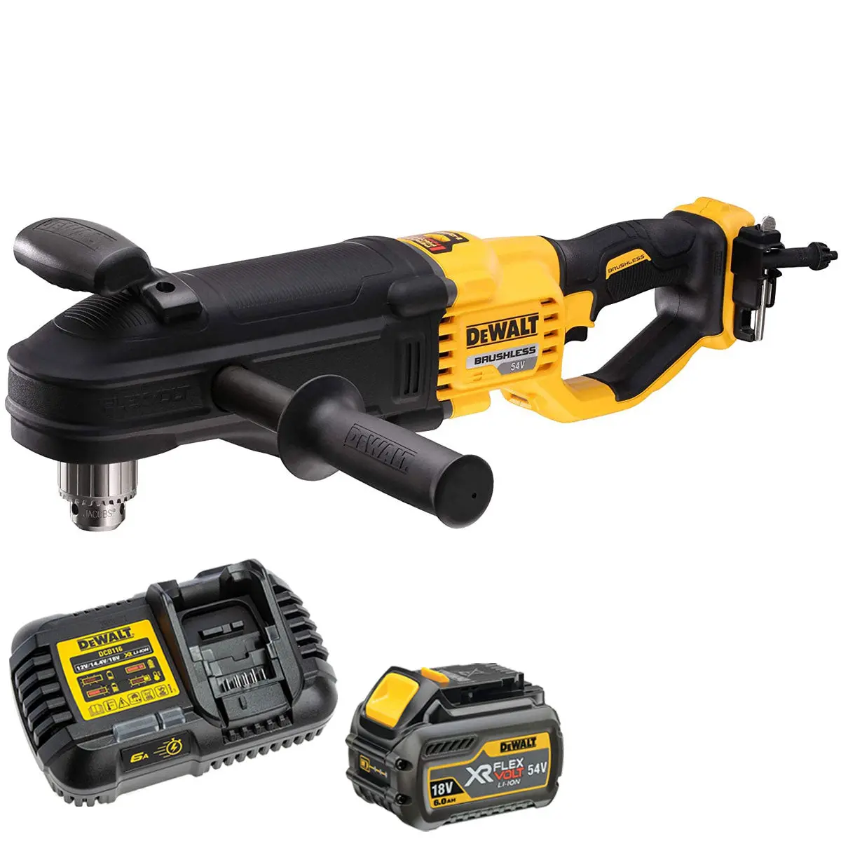 Dewalt Dcd470n 54V Xr Flexvolt Brushless Right Angled Core Drill With 1 X 6.0Ah Battery & Charger 1