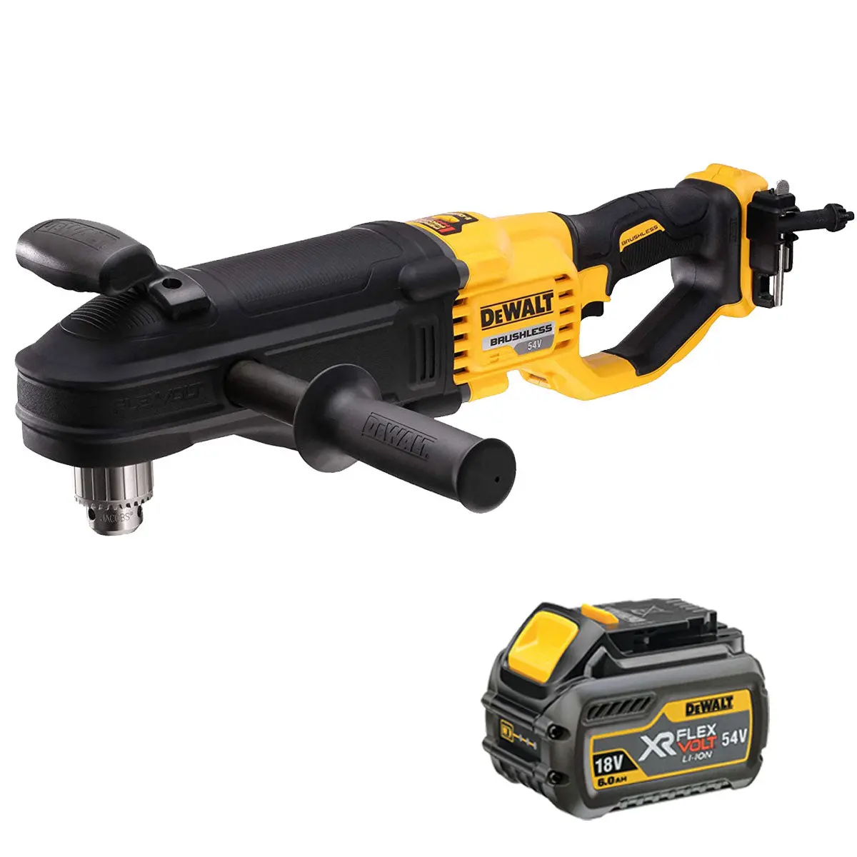 Dewalt Dcd470n 54V Xr Flexvolt Brushless Right Angled Core Drill With 1 X 6.0Ah Battery 1