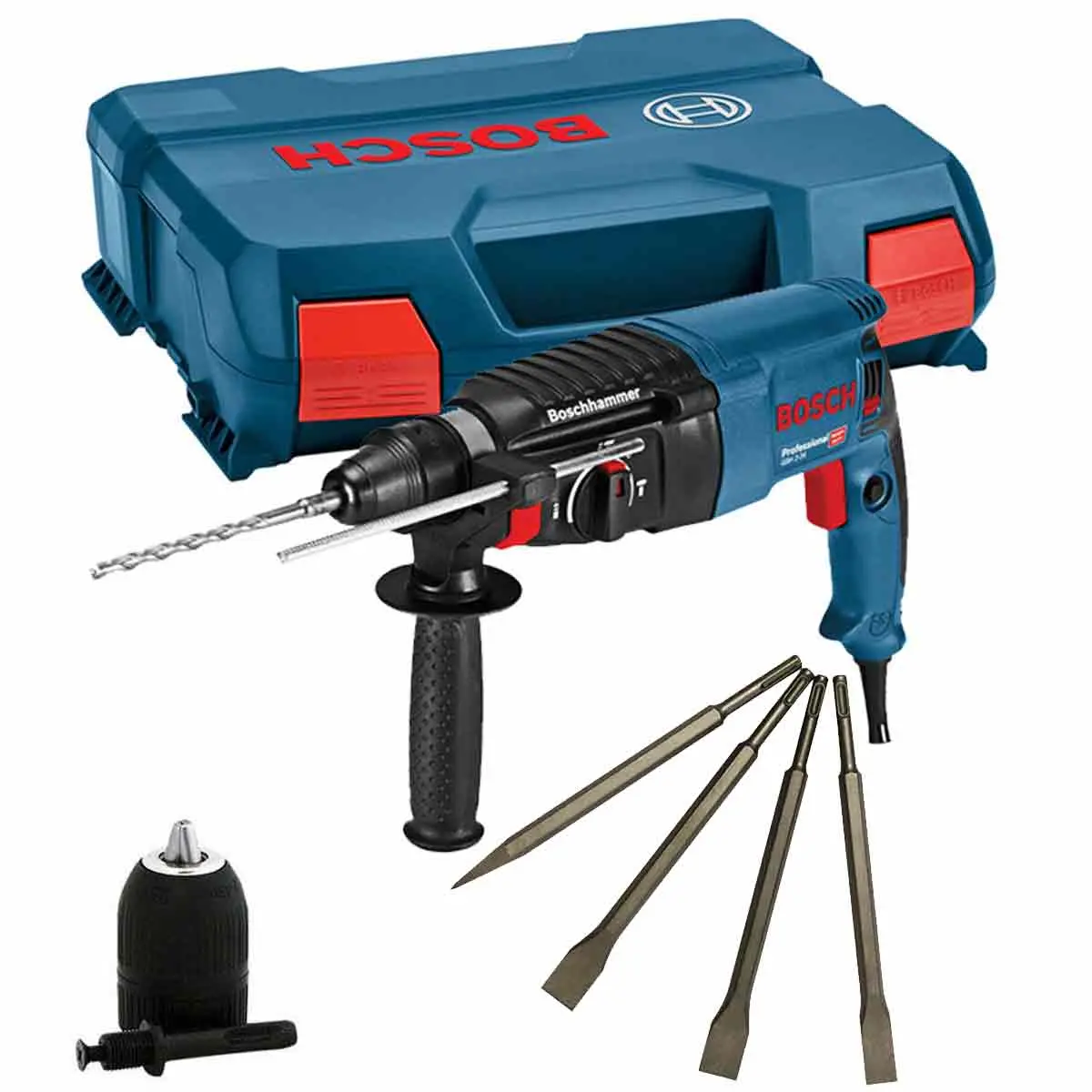 Bosch Gbh 2-26 Sds+ Rotary Hammer Drill 110V Chisels & Keyless Chuck 1