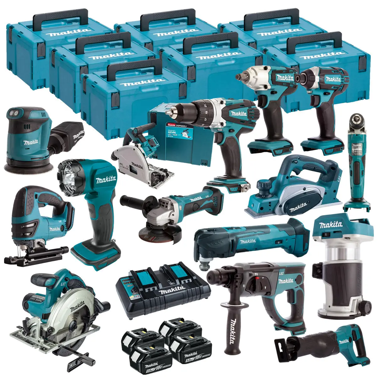 Makita 18V 15 Piece Power Tool Kit With 4 X 5.0Ah Battery & Charger T4tkit-16462 1