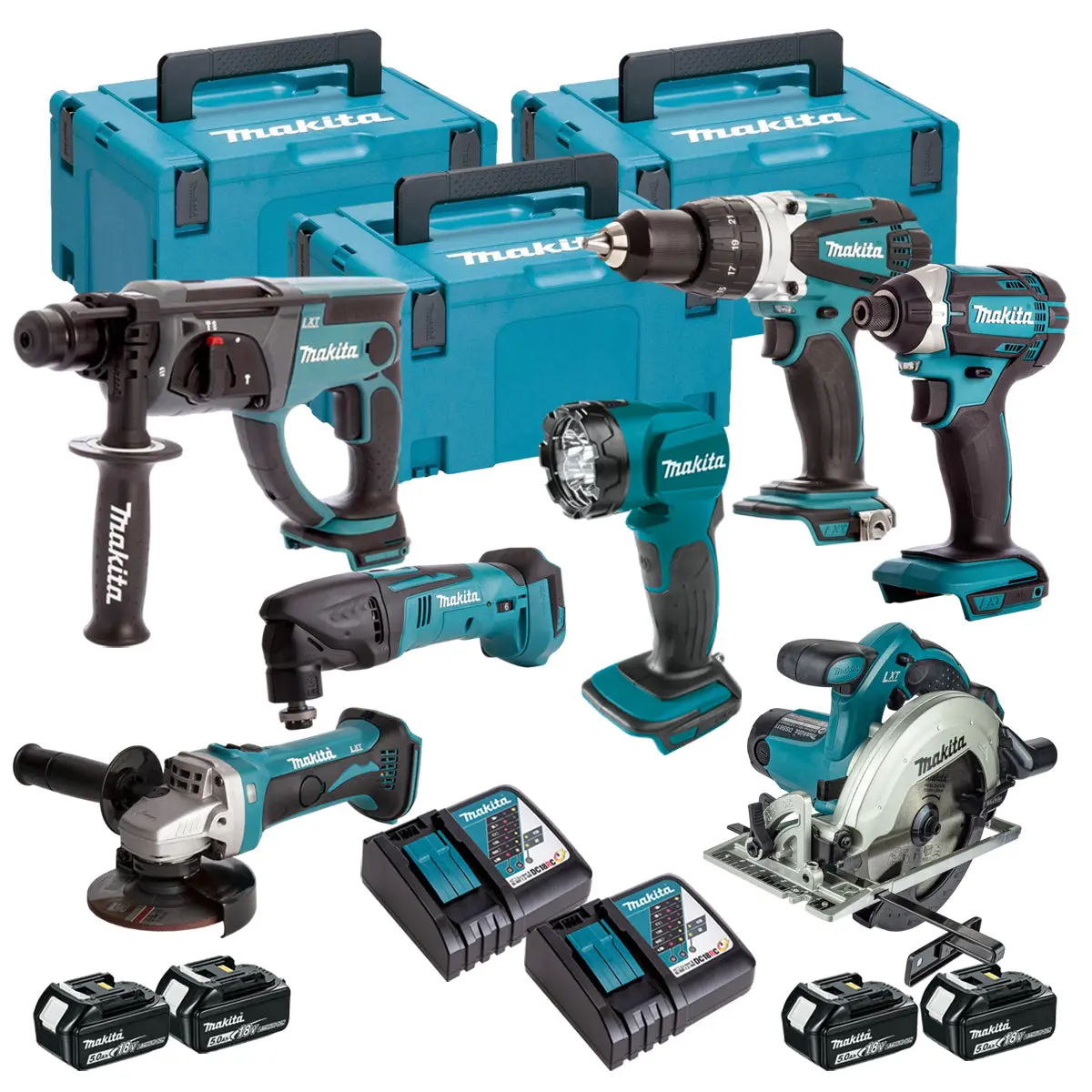 Makita 18V 7 Piece Power Tool Kit With 4 X 5.0Ah Battery & Charger T4tkit-16464 1