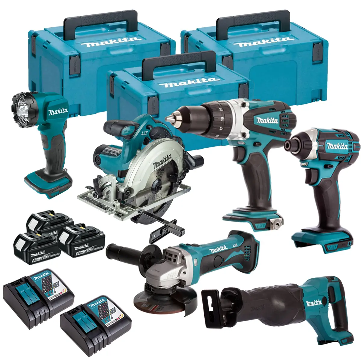 Makita 18V 6 Piece Power Tool Kit With 3 X 5.0Ah Battery & Charger T4tkit-16466 1