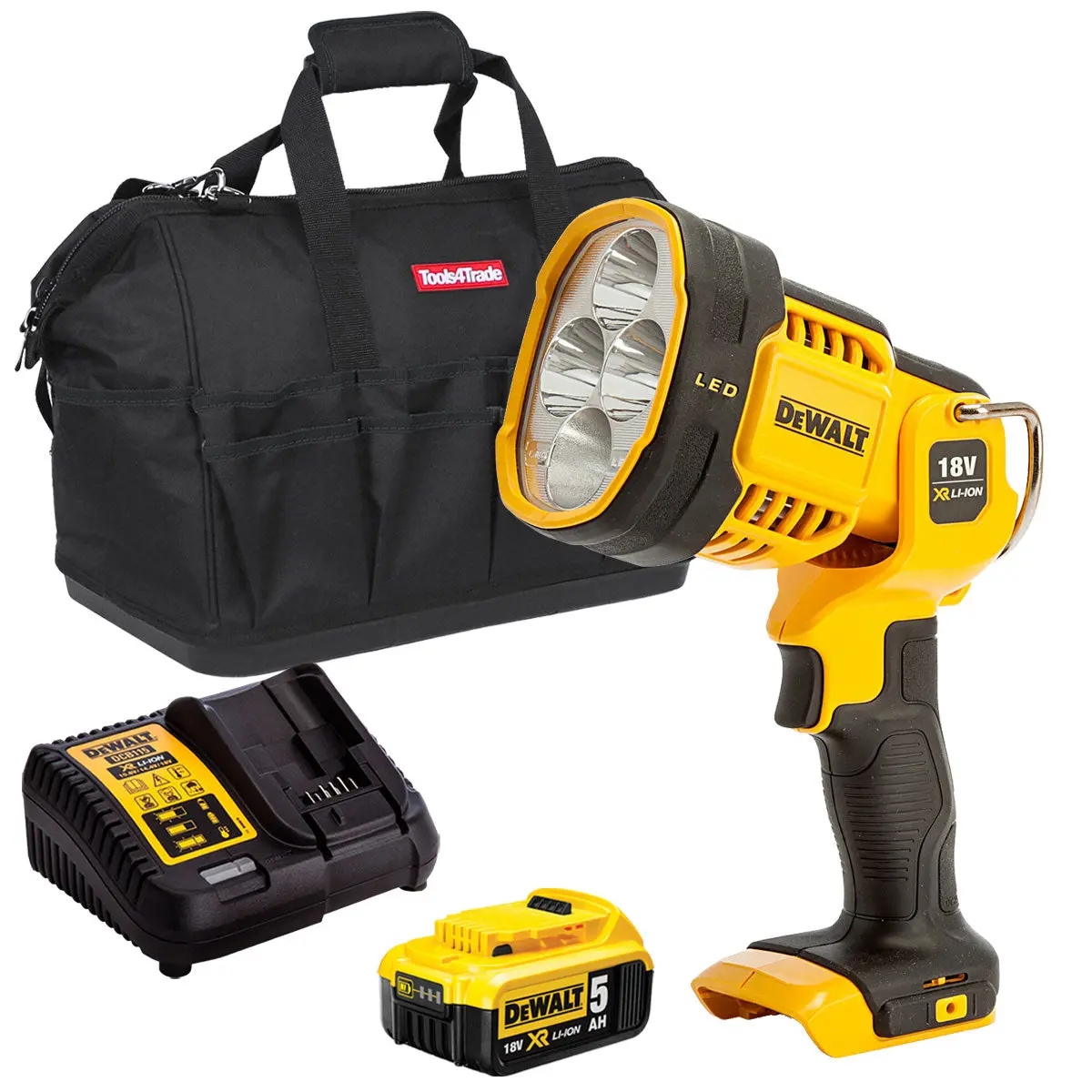 Dewalt Dcl043 18V Led Spotlight With 1 X 5.0Ah Battery Charger & Bag 1
