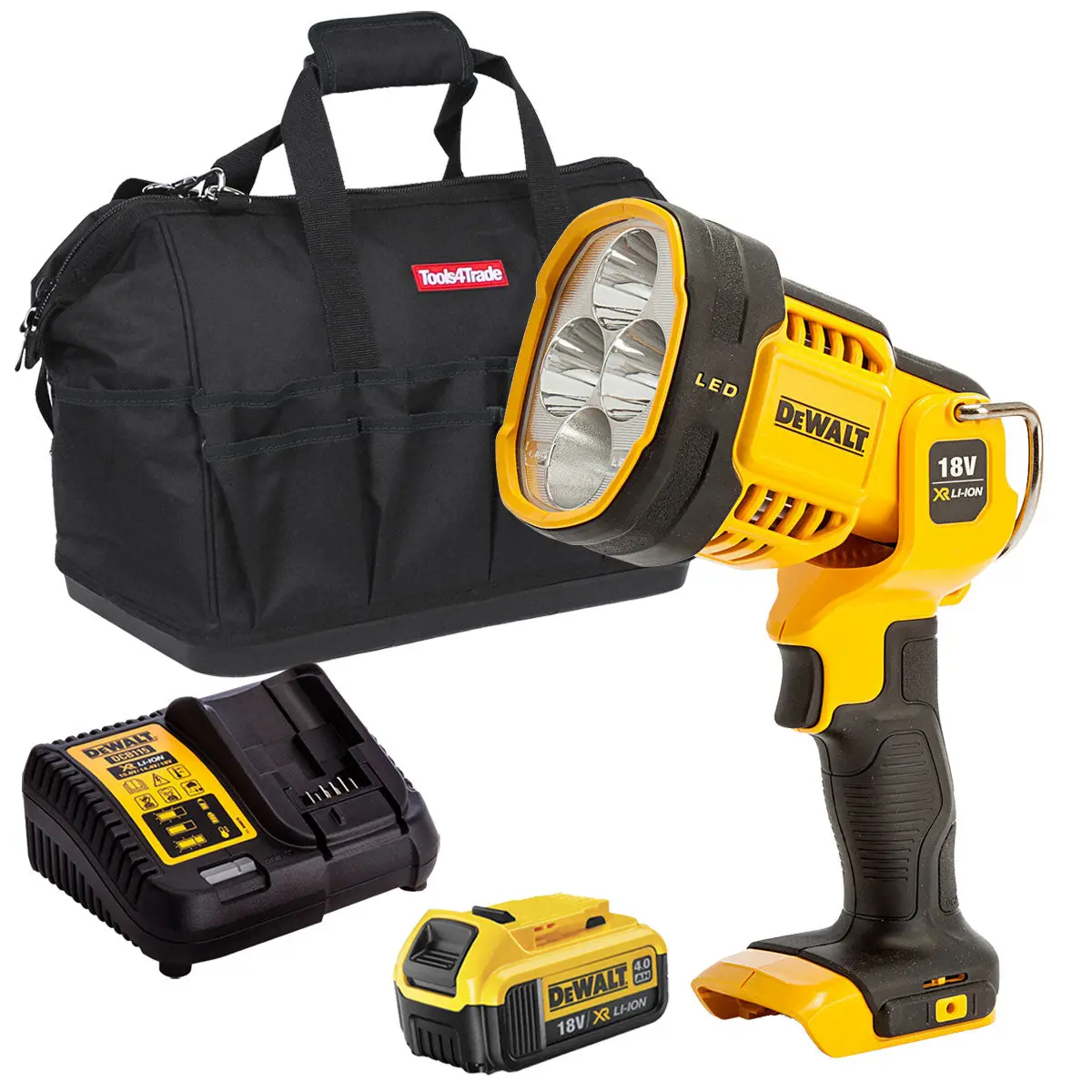 Dewalt Dcl043 18V Led Spotlight With 1 X 4.0Ah Battery Charger & Bag 1