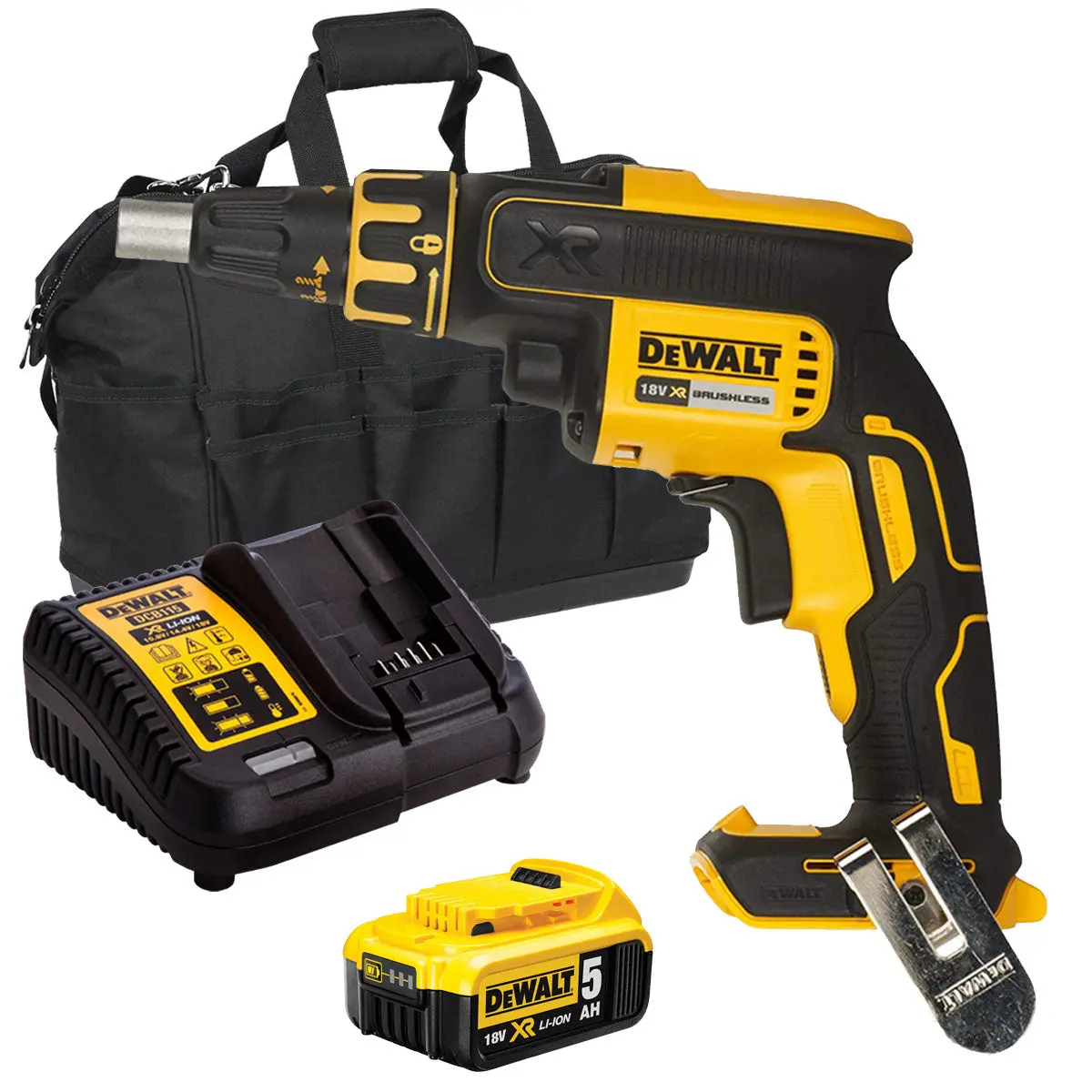 Dewalt Dcf620n 18V Brushless Drywall Screwdriver With 1 X 5.0Ah Battery Charger & Bag 1