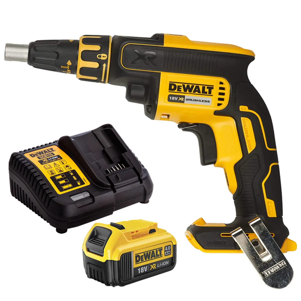 Dewalt Dcf620n 18V Brushless Drywall Screwdriver With 1 X 4.0Ah Battery & Charger 1