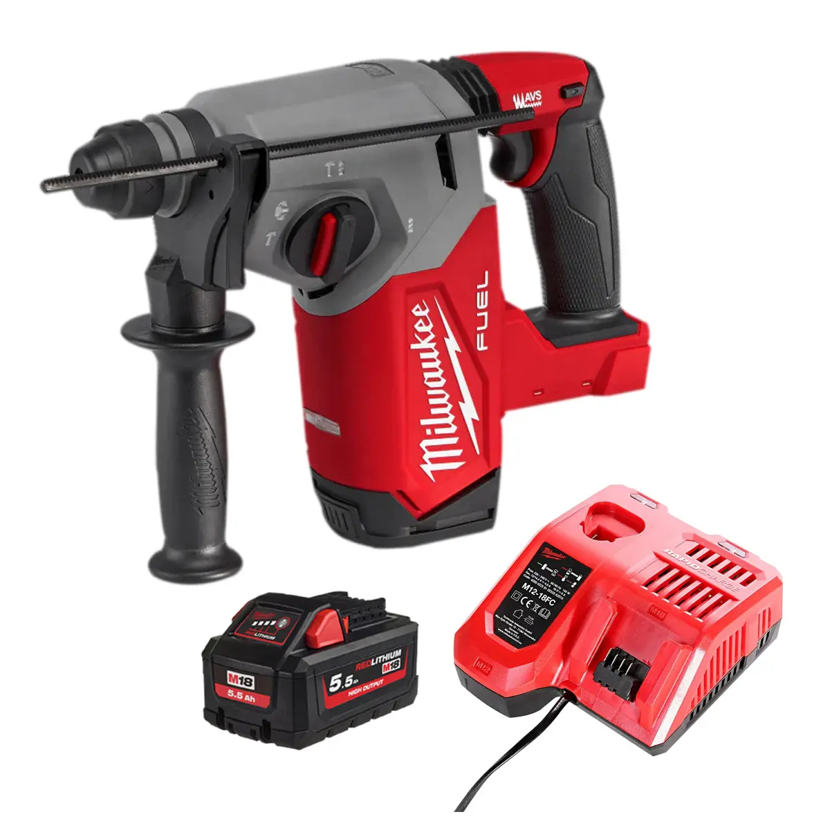 Milwaukee M18fh-0 18V Fuel 4-Mode Sds+ Brushless Hammer Drill With 1 X 5.5Ah Battery & Charger 1
