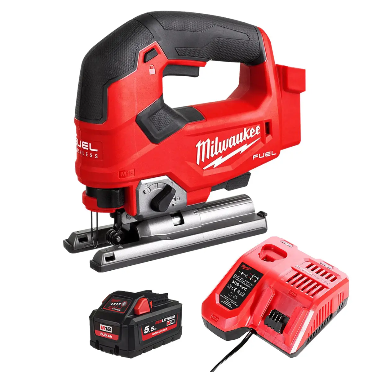 Milwaukee M18fjs-0 18V Brushless Fuel Top Handle Jigsaw With 1 X 5.5Ah Battery & Charger 1