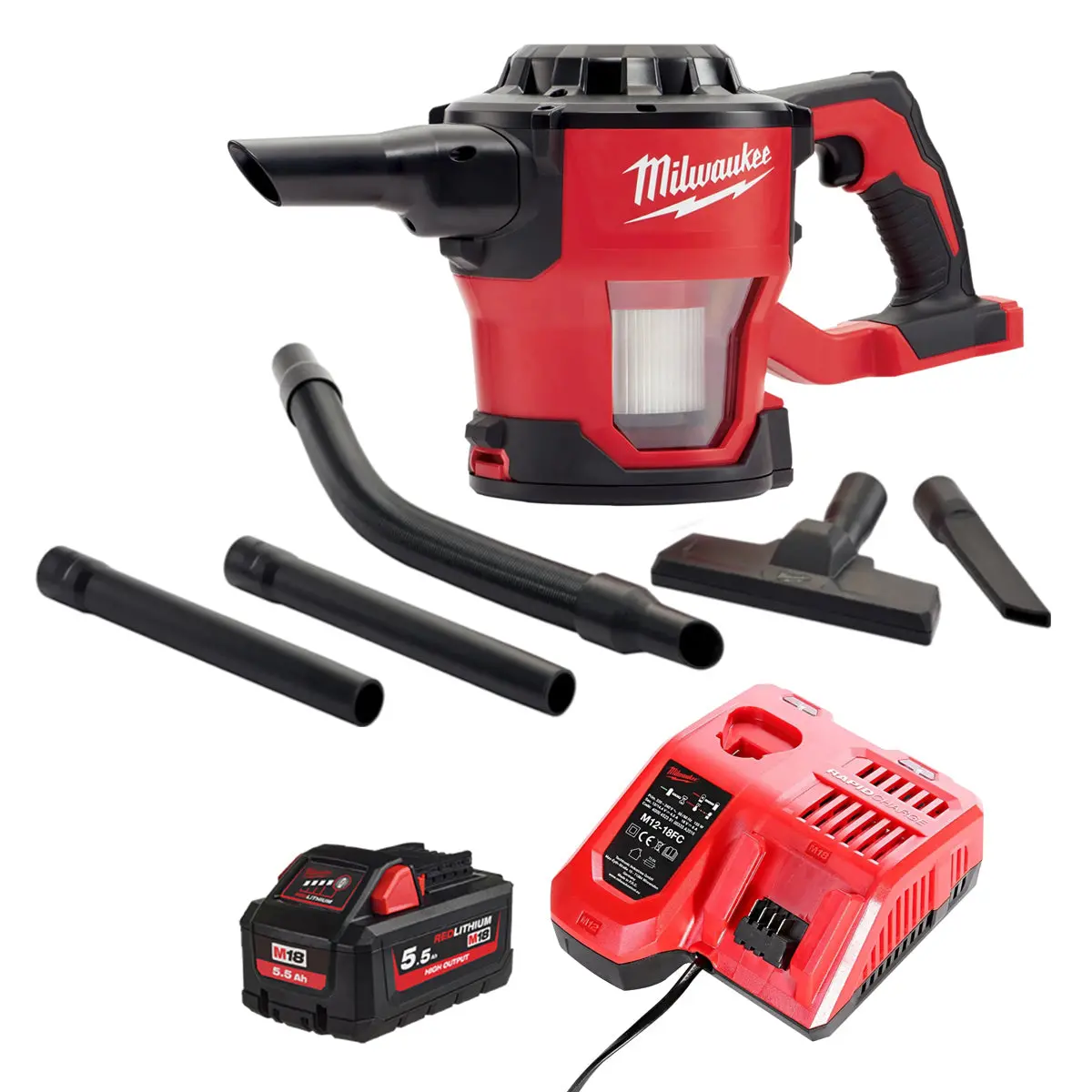 Milwaukee M18cv-0 18V Compact Hand Vacuum With 1 X 5.5Ah Battery & Charger 1
