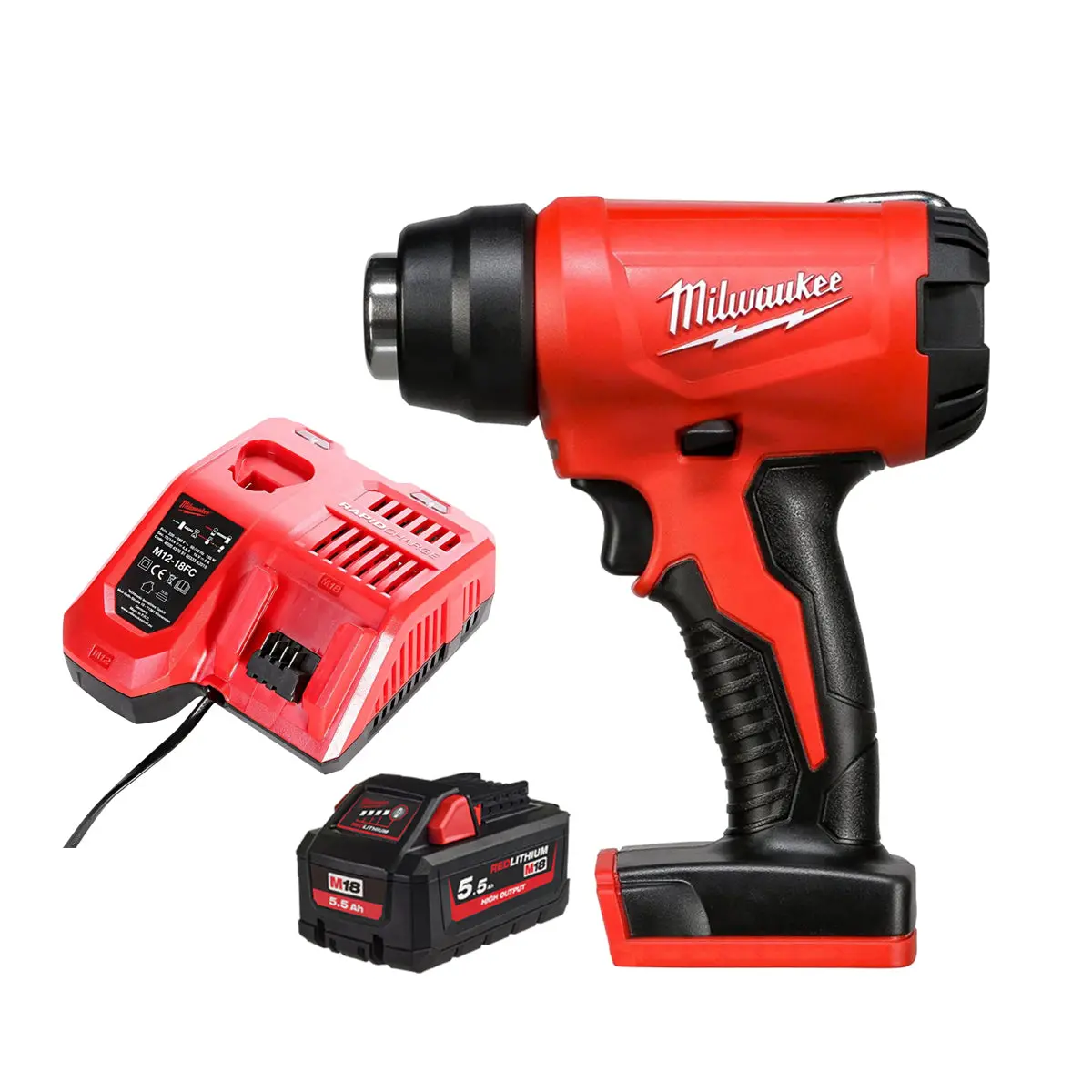 Milwaukee M18bhg-0 18V Cordless Compact Heat Gun With 1 X 5.5Ah Battery & Charger 1