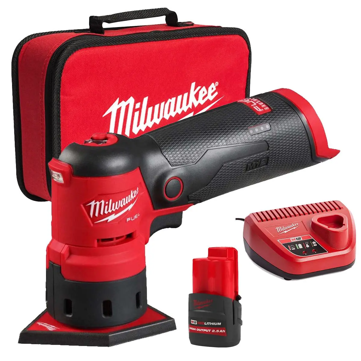 Milwaukee M12fdss-0B 12V Brushless Spot Sander With 1 X 2.5Ah Battery Charger & Bag 1