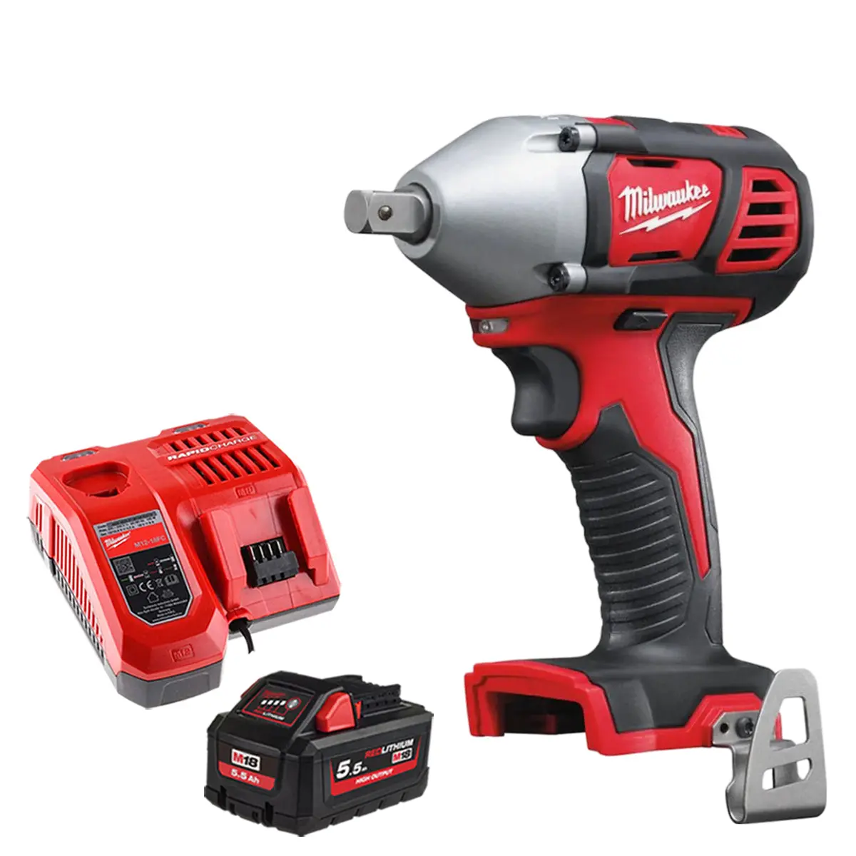 Milwaukee M18biw12-0 18V Compact 1/2" Impact Wrench With 1 X 5.5Ah Battery & Charger 1