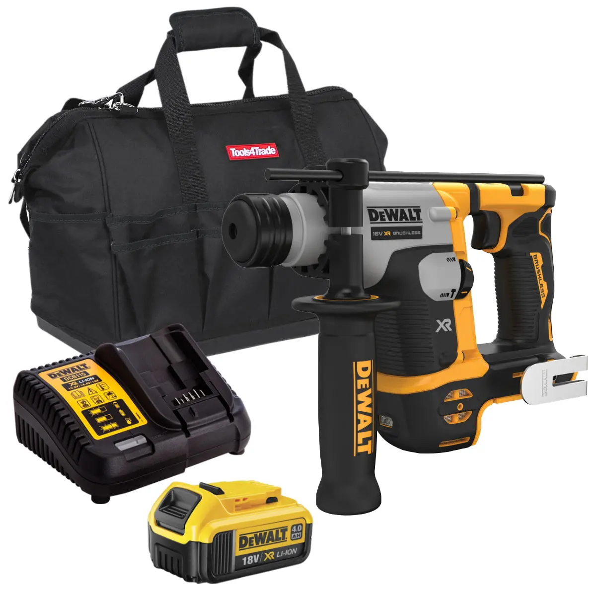 Dewalt Dch172n 18V Xr Brushless Sds Plus Rotary Hammer With 1 X 4.0Ah Battery Charger & Bag 1