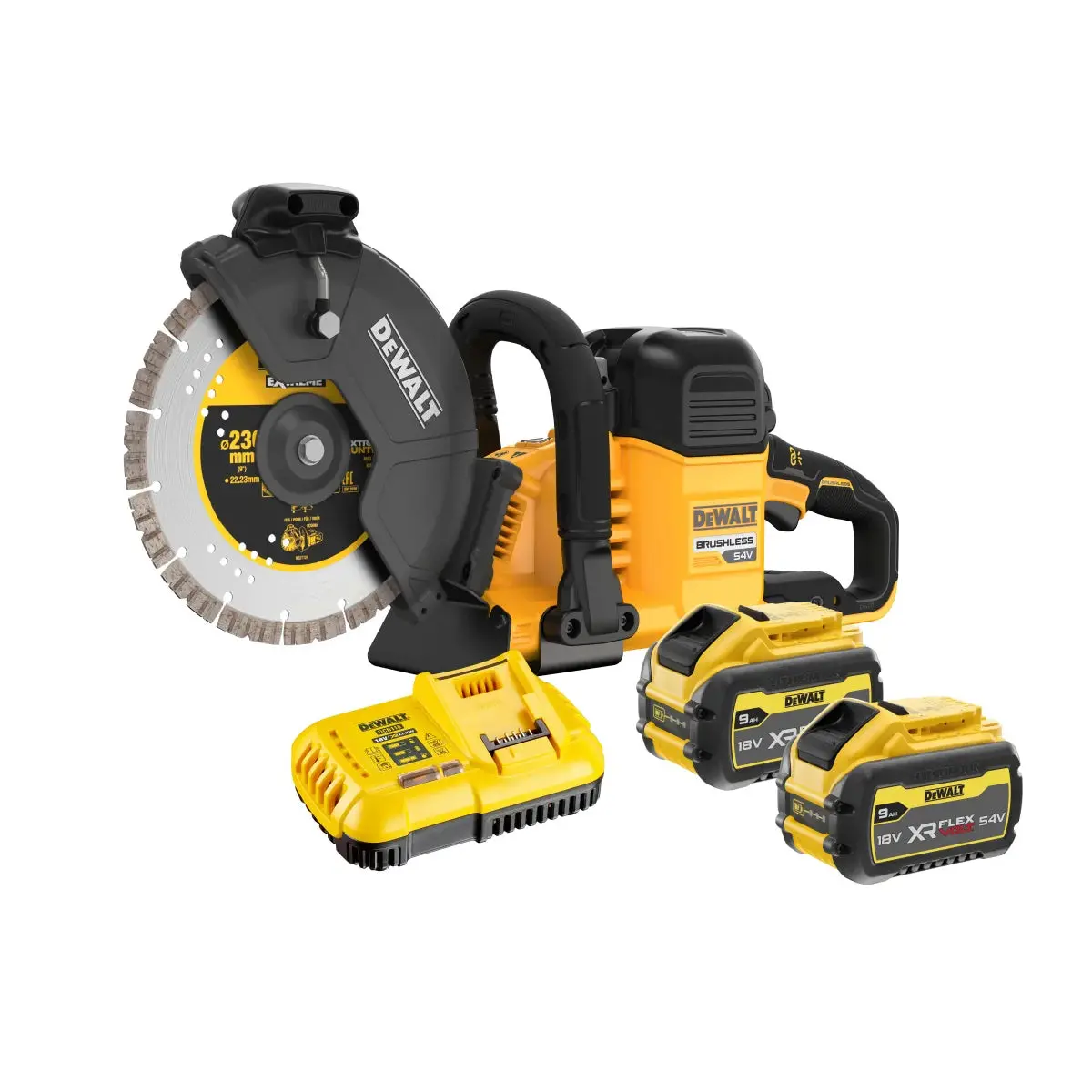 Dewalt Dcs691x2 54V Xr Flexvolt Brushless 230Mm Cut Off Saw With 2 X 9.0Ah Batteries & Charger 1