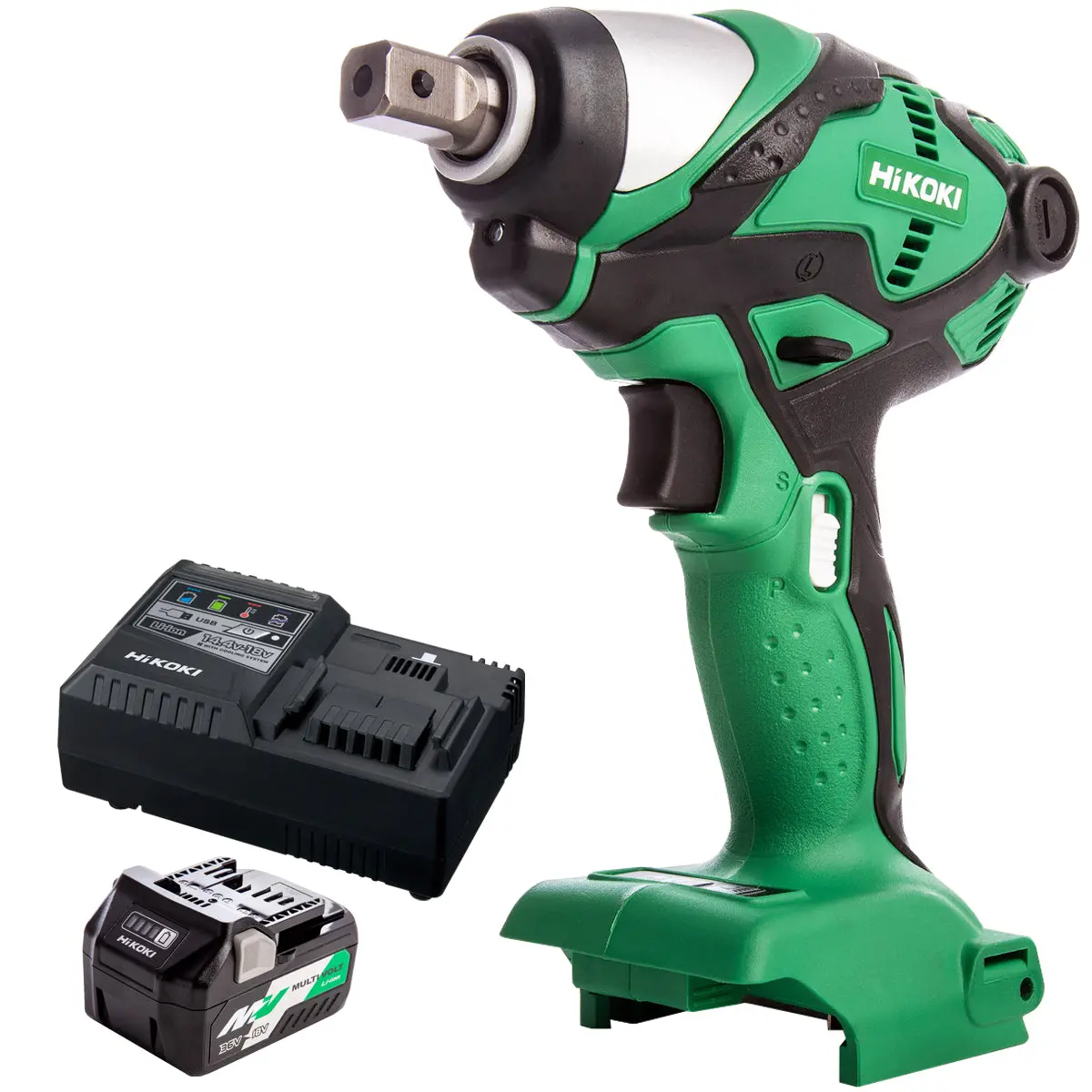 Hikoki Wr18dsdlw4z 18V Li-Ion Cordless 1/2" Impact Wrench With 1 X 2.5Ah/5.0Ah Battery & Charger 1