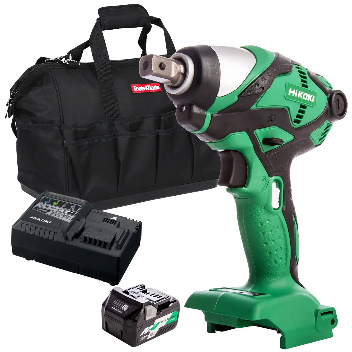 Hikoki Wr18dsdlw4z 18V Li-Ion Cordless 1/2" Impact Wrench With 1 X 2.5Ah/5.0Ah Battery Charger & Bag 1
