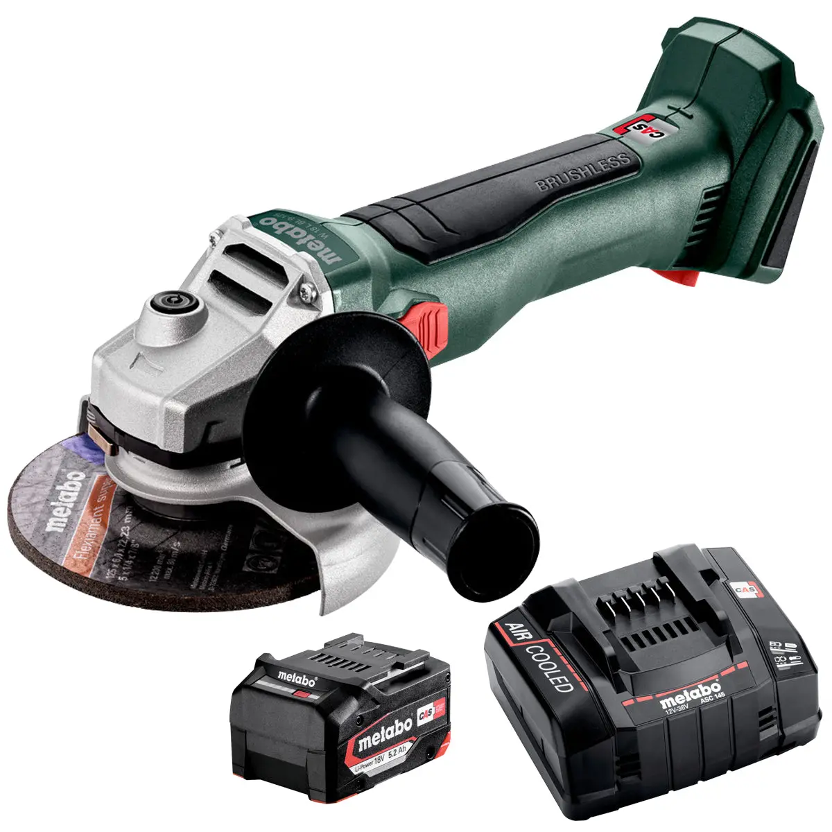 Metabo W 18 L Bl 9-125 18V Brushless 125Mm Angle Grinder With 1 X 5.2Ah Battery & Charger 1