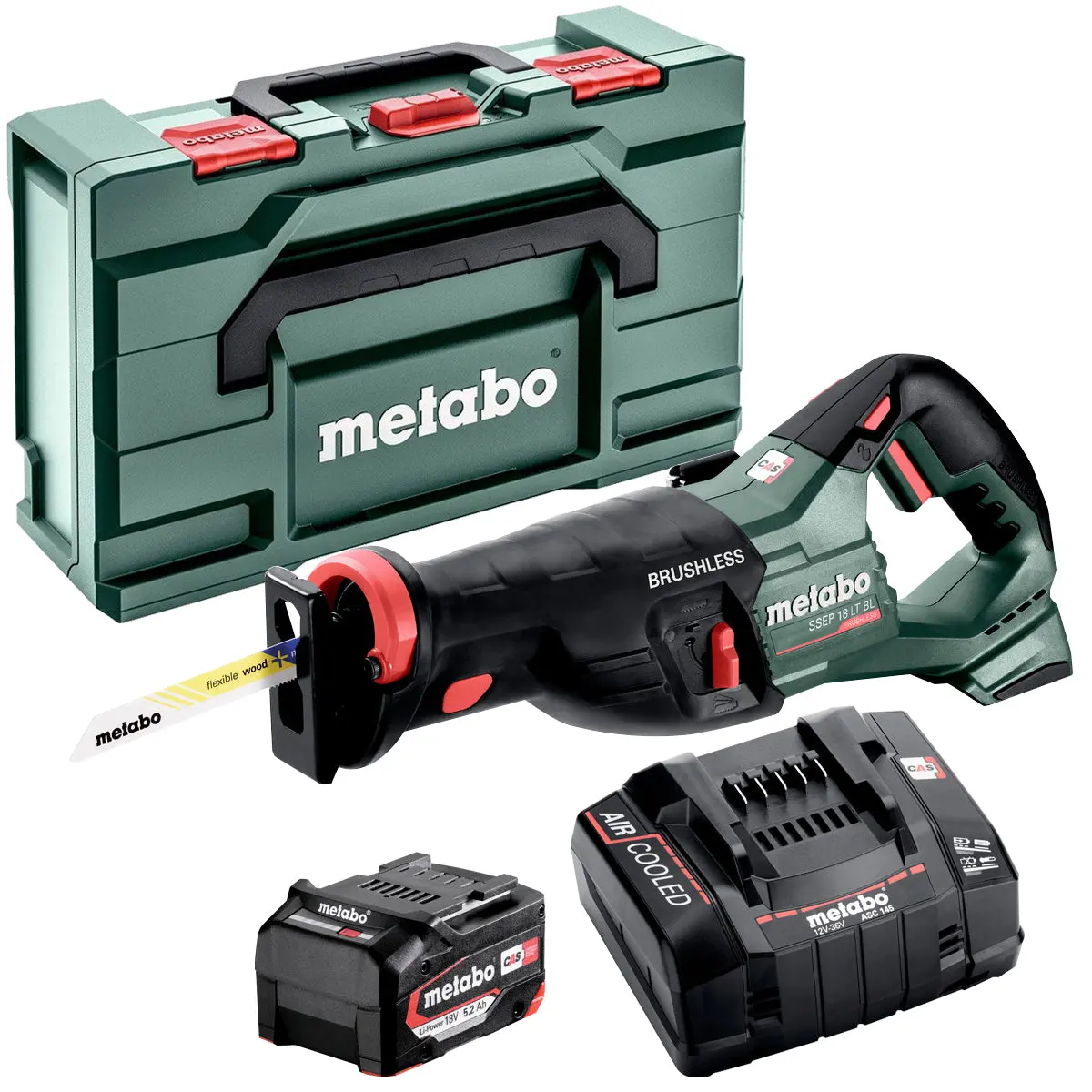 Metabo Ssep 18 Lt 18V Reciprocating Saw With 1 X 5.2Ah Battery Charger & Metabox 1