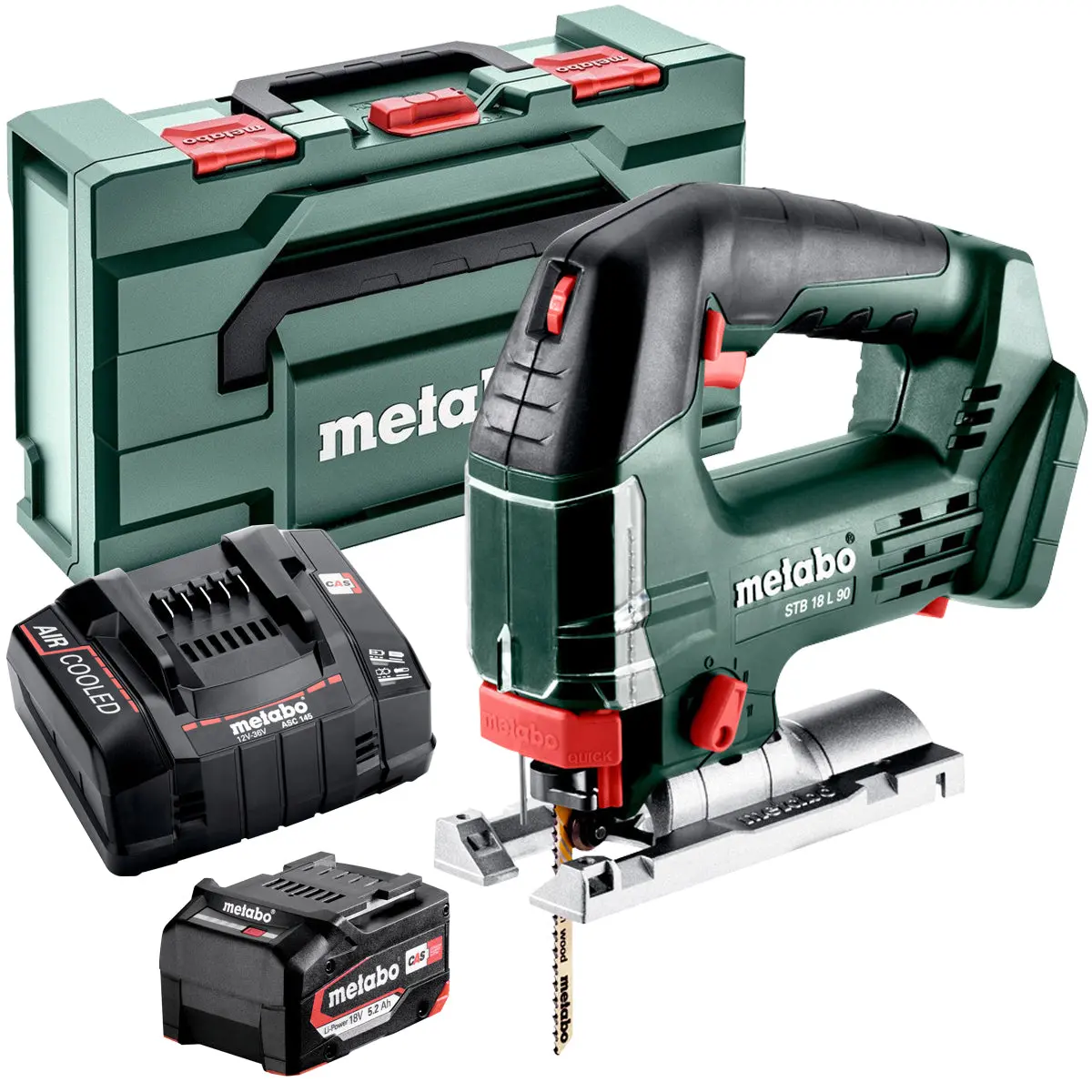 Metabo Stb 18 L 90 18V Top Handle Jigsaw With 1 X 5.2Ah Battery Charger & Metabox 1