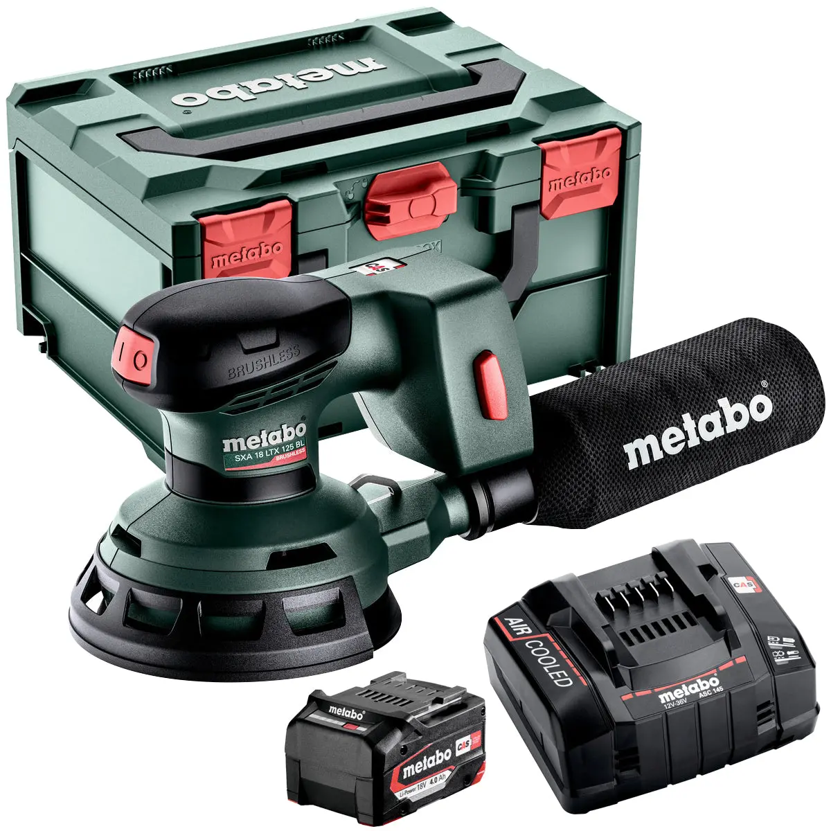 Metabo Sxa 18 Ltx 125 Bl 18V Brushless 125Mm Random Orbital Sander With 1 X 4.0Ah Battery Charger & Metabox 1