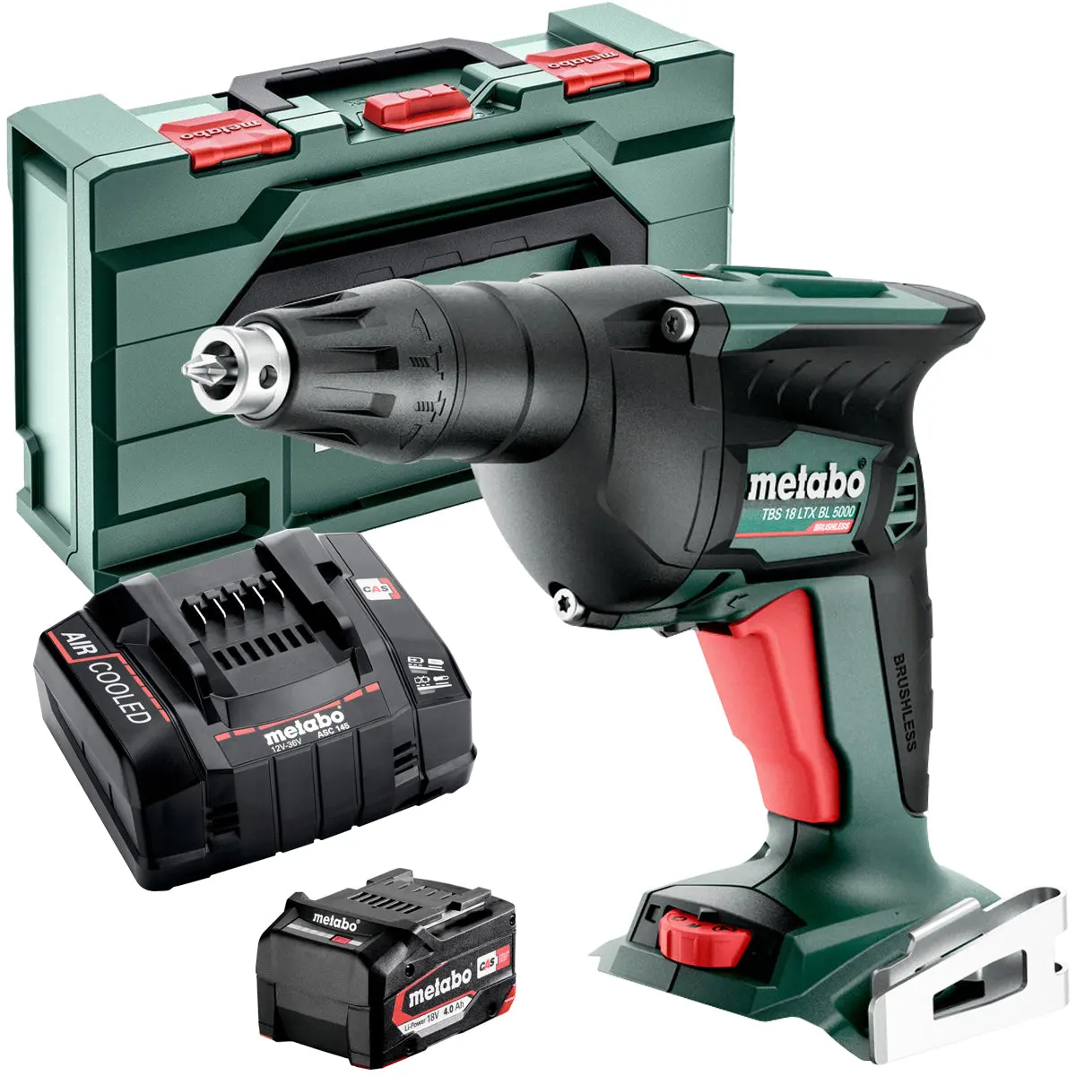 Metabo Tbs 18 Ltx Bl 5000 18V Brushless Drywall Screwdriver With 1 X 4.0Ah Battery Charger & Metabox 1