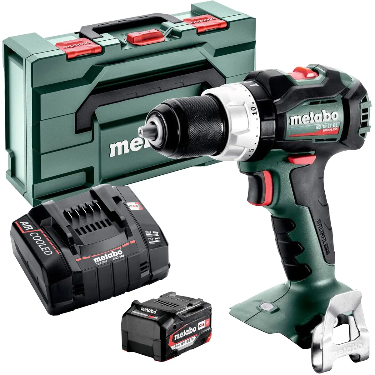 Metabo Sb 18 Lt Bl 18V Brushless Combi Hammer Drill With 1 X 4.0Ah Battery Charger & Metabox 1