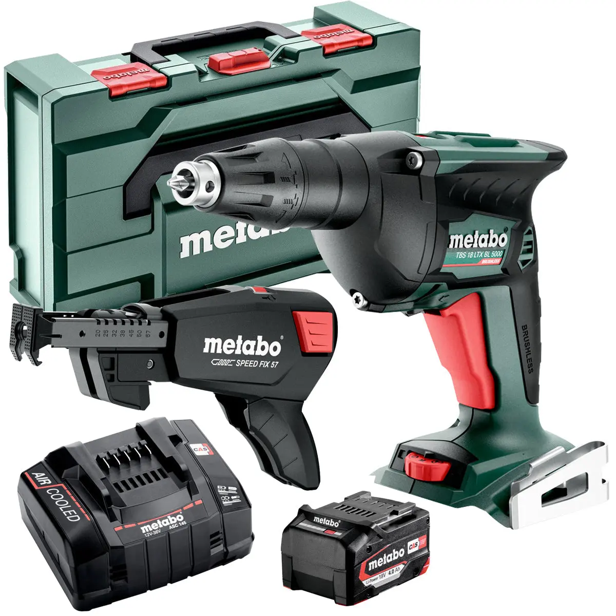 Metabo Tbs 18 Ltx Bl 5000 18V Brushless Drywall Screwdriver With 1 X 4.0Ah Battery Charger & Collated Attachment 1