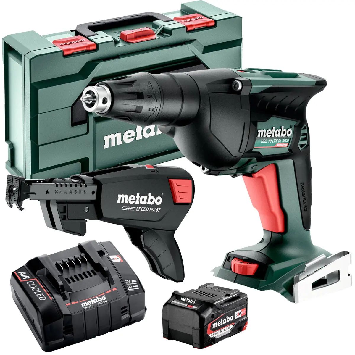 Metabo Hbs 18 Ltx Bl 3000 18V Brushless Drywall Screwdriver With 1 X 4.0Ah Battery Charger & Collated Attachment 1