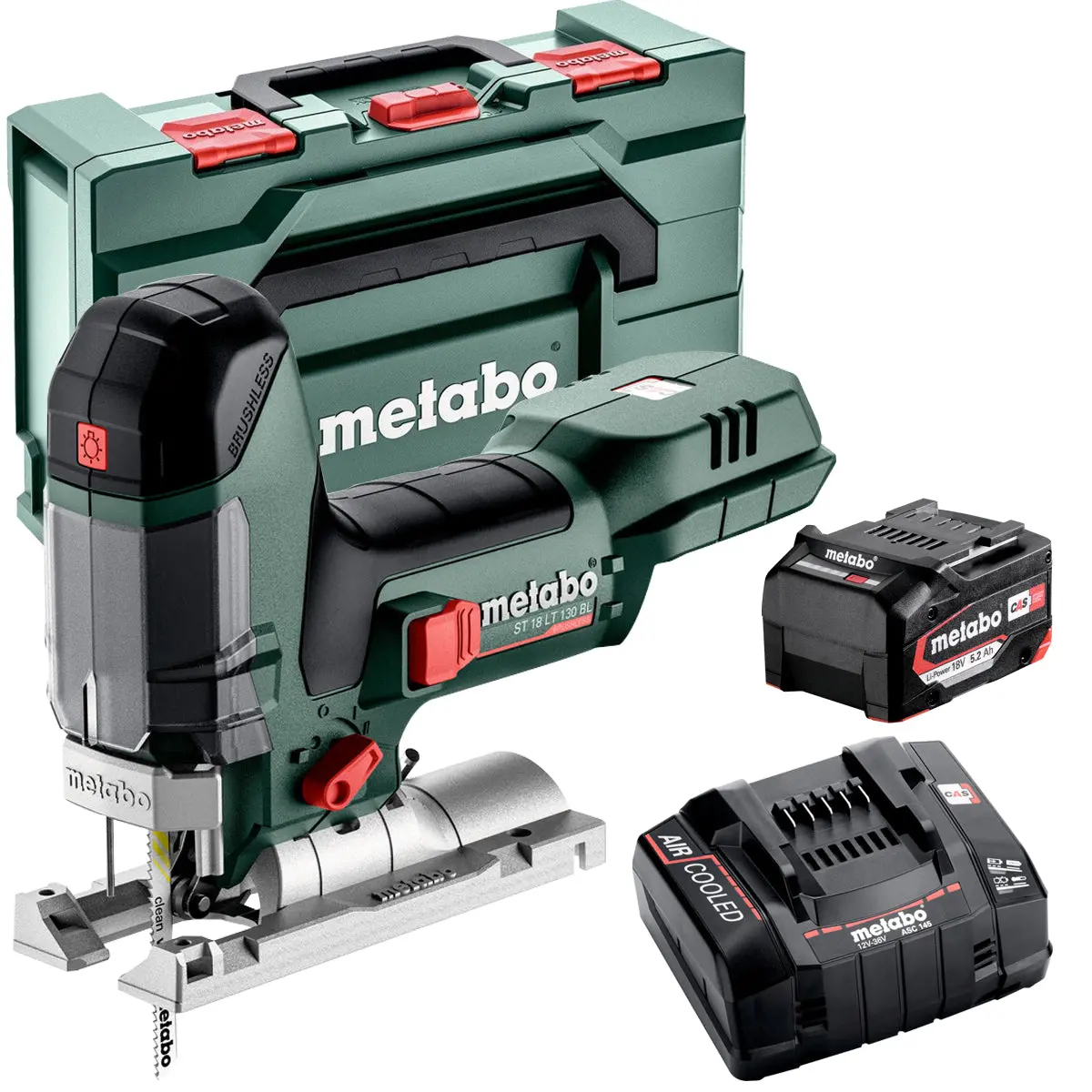 Metabo St 18 Lt 130 Bl 18V Brushless Jigsaw With 1 X 5.2Ah Battery Charger & Metabox 1
