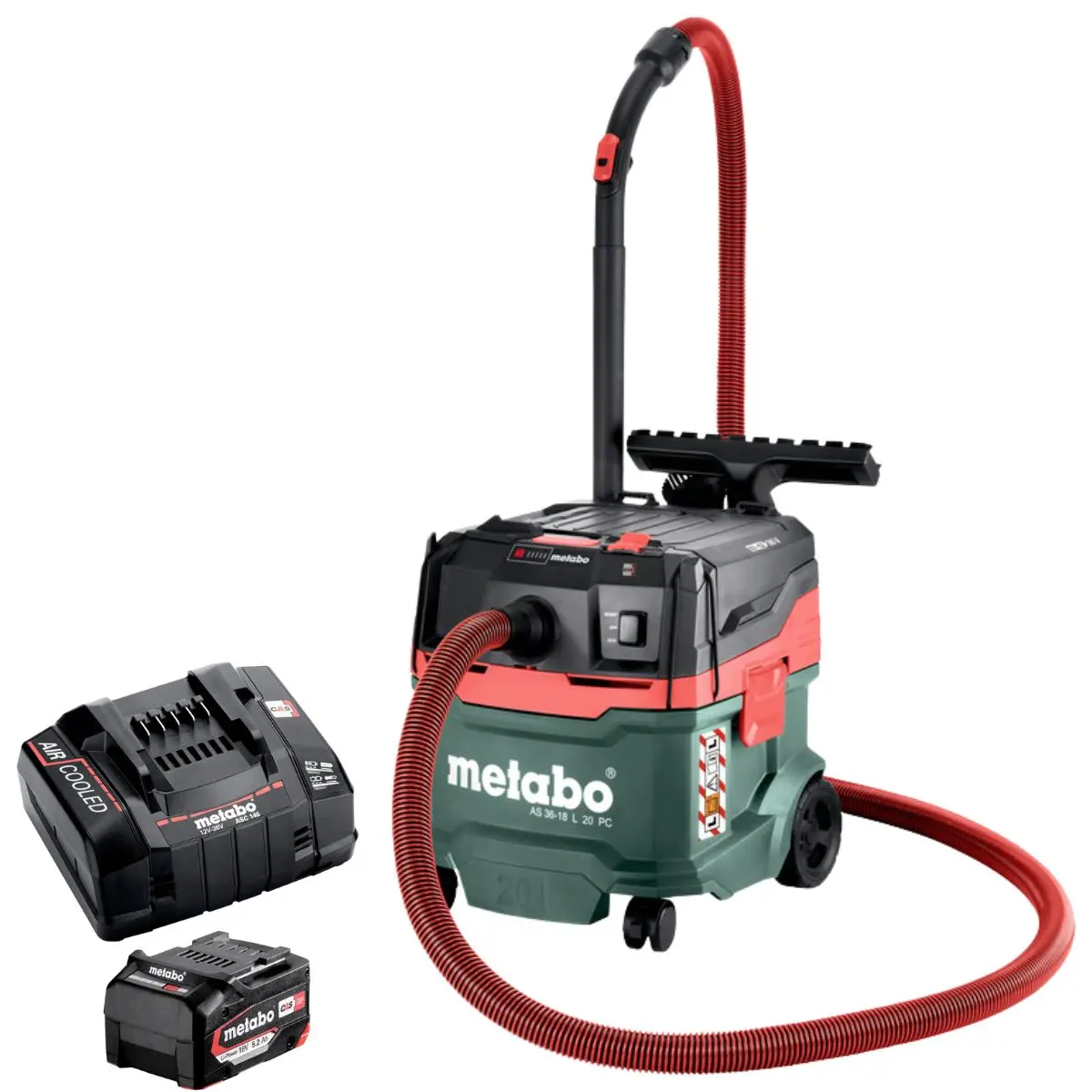 Metabo As 36-18 L 20 Pc 18V L-Class Vacuum Cleaner With 1 X 5.2Ah Battery & Charger 1