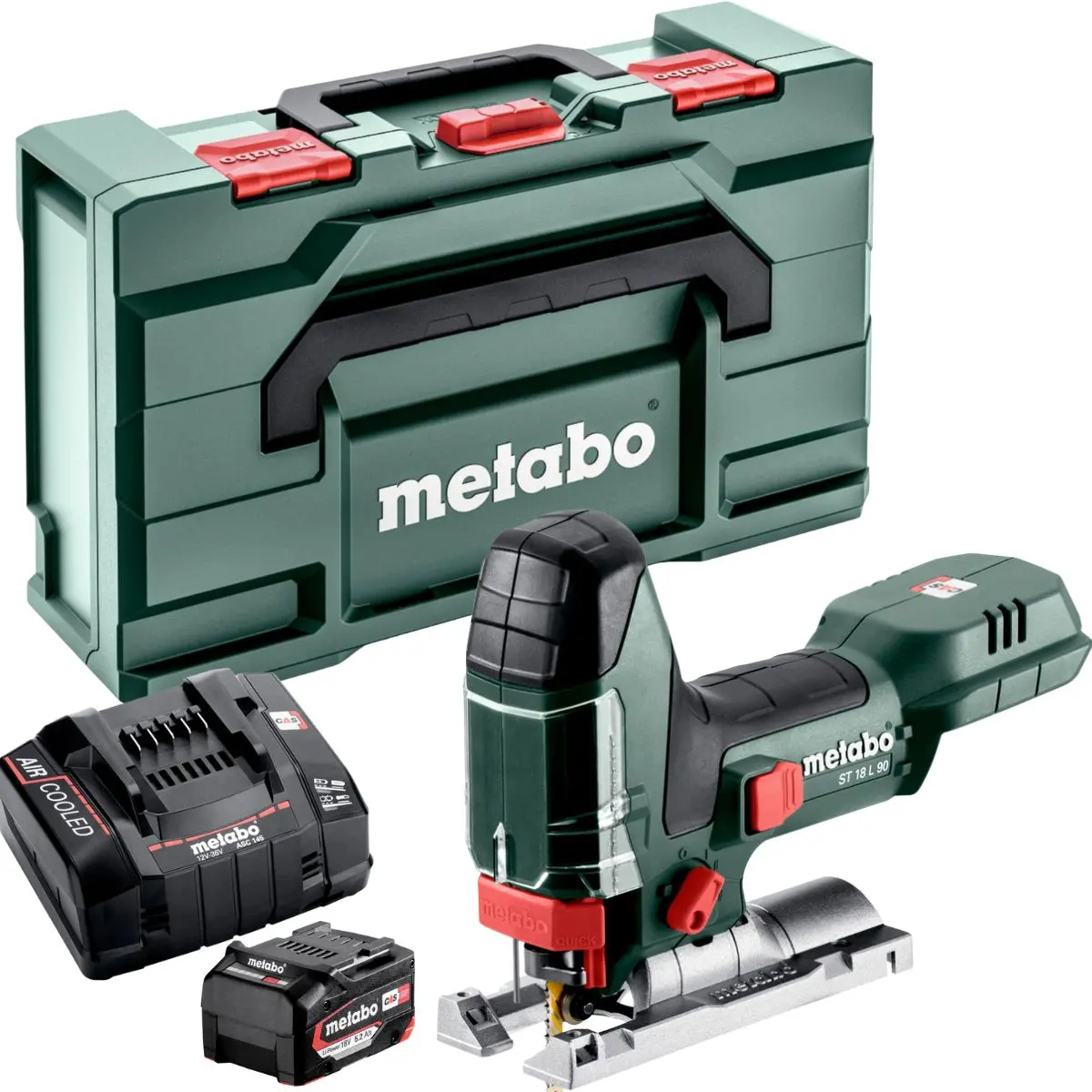 Metabo St 18 L 90 18V Body Grip Jigsaw With 1 X 5.2Ah Battery Charger & Metabox 1