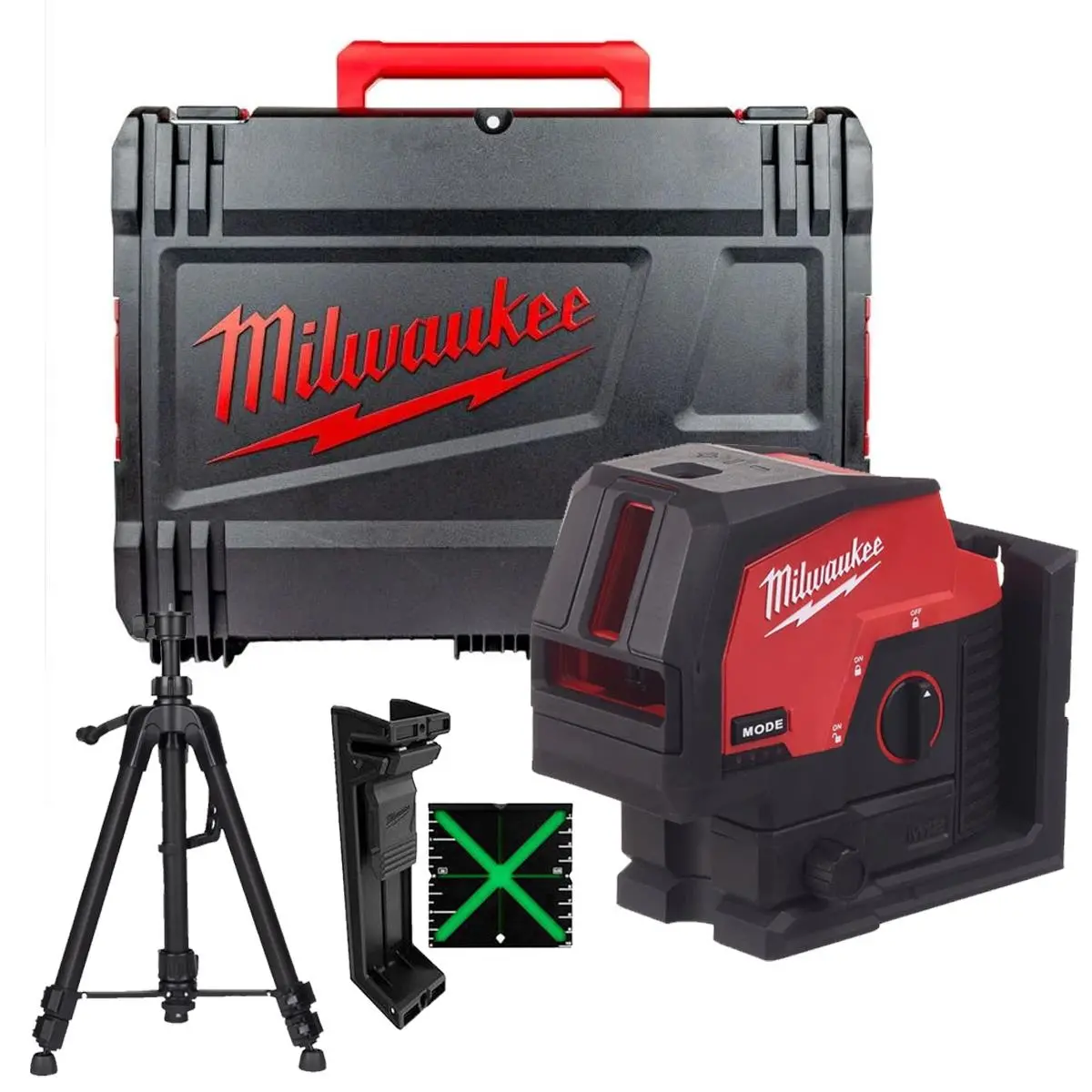 Milwaukee M12cllp-0 12V Green Cross Line 2 Plane Laser 360° With 1.2M Compact Laser Tripod & Case 1