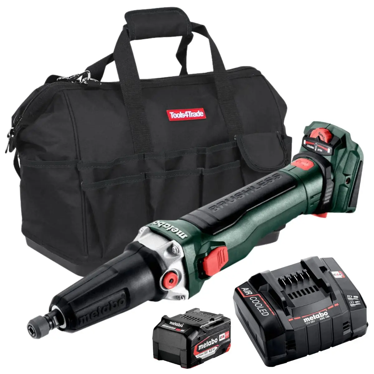 Metabo Gvb 18 Ltx Bl 11-28 18V Brushless Die Grinder With Variable Speed & Brake With 1 X 4.0Ah Battery Charger & Bag 1