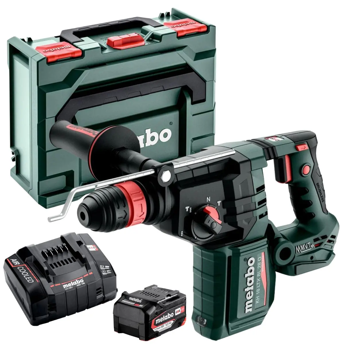 Metabo Kh 18 Ltx Bl 28 Q 18V Brushless Sds+ Combination Hammer Drill With 1 X 5.2Ah Battery Charger & Metabox 1
