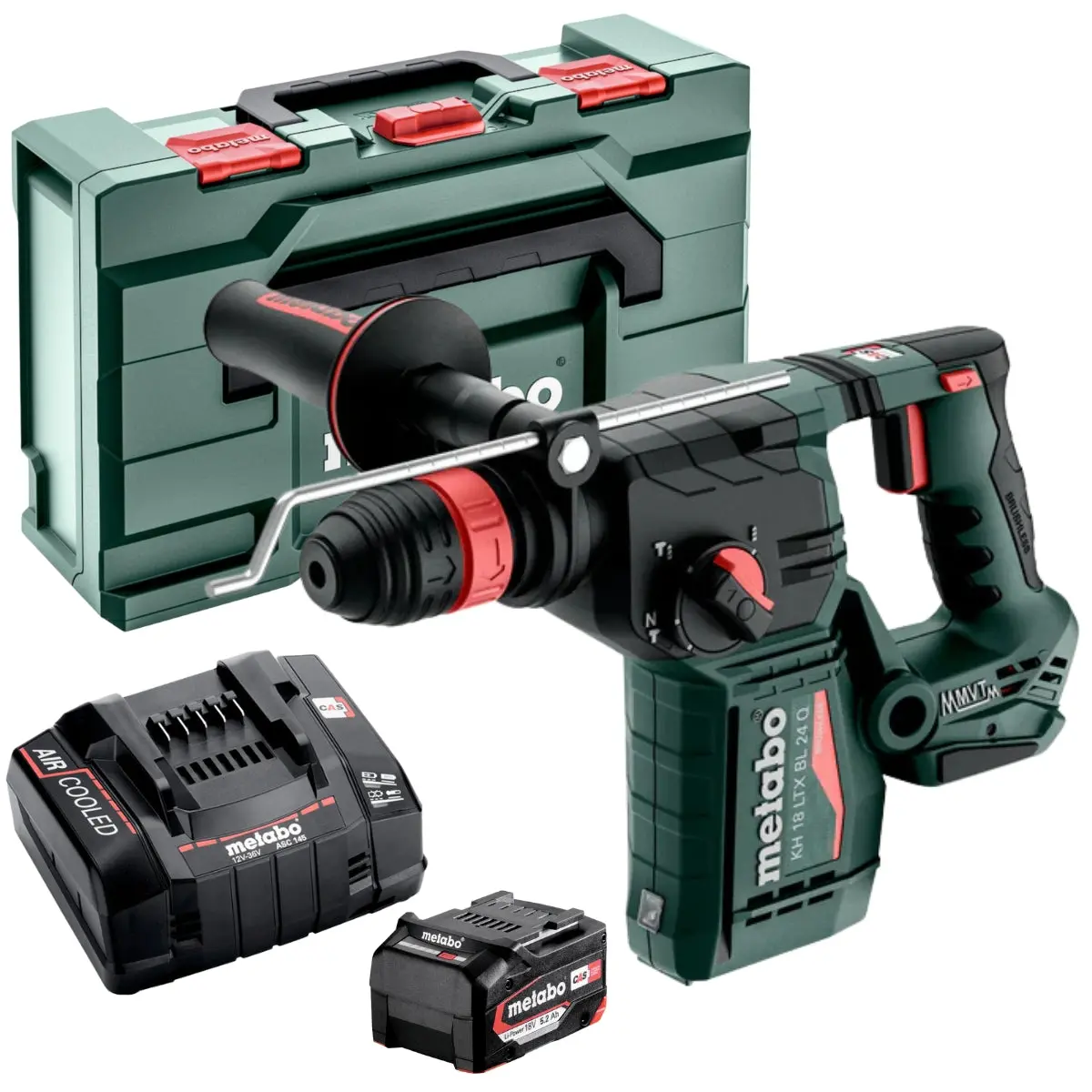 Metabo Kh 18 Ltx Bl 24 Q 18V Brushless Sds+ Combination Hammer Drill With 1 X 5.2Ah Battery Charger & Metabox 1