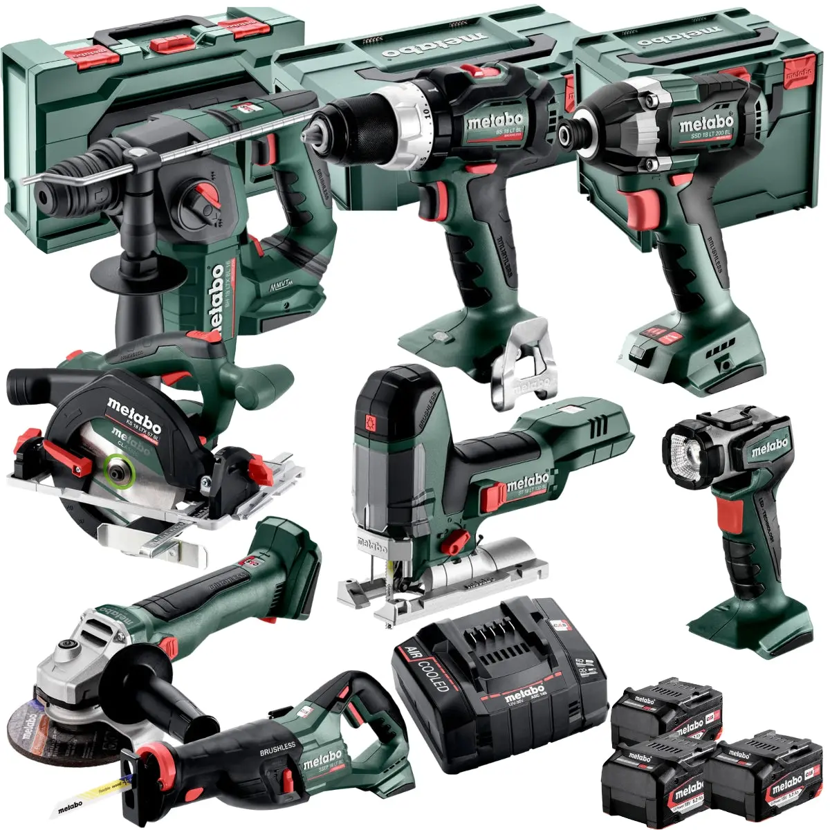 Metabo 18V 8 Piece Brushless Combo Kit With 3 X 5.2Ah Batteries & Charger T4tkit-17619 1