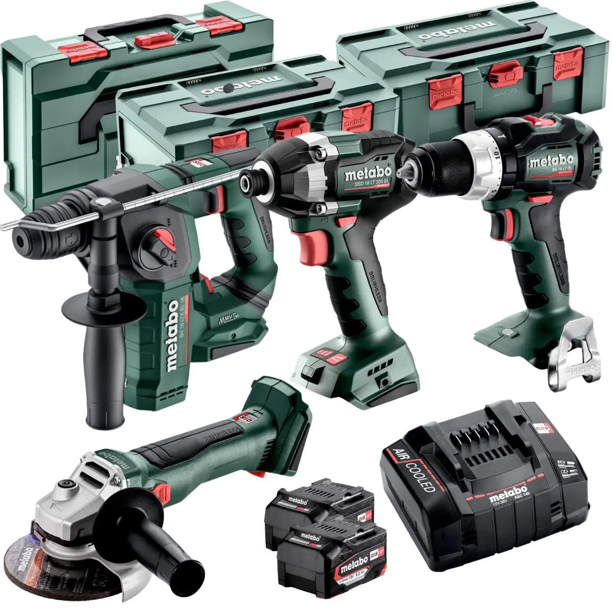Metabo 18V 4 Piece Brushless Combo Kit With 2 X 5.2Ah Batteries & Charger T4tkit-17621 1