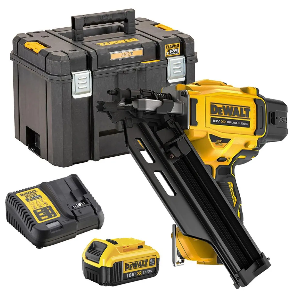 Dewalt Dcn930n 18V Brushless 90Mm First Fix Framing Nailer With 1 X 4.0Ah Battery Charger & Tstak Tool Box 1