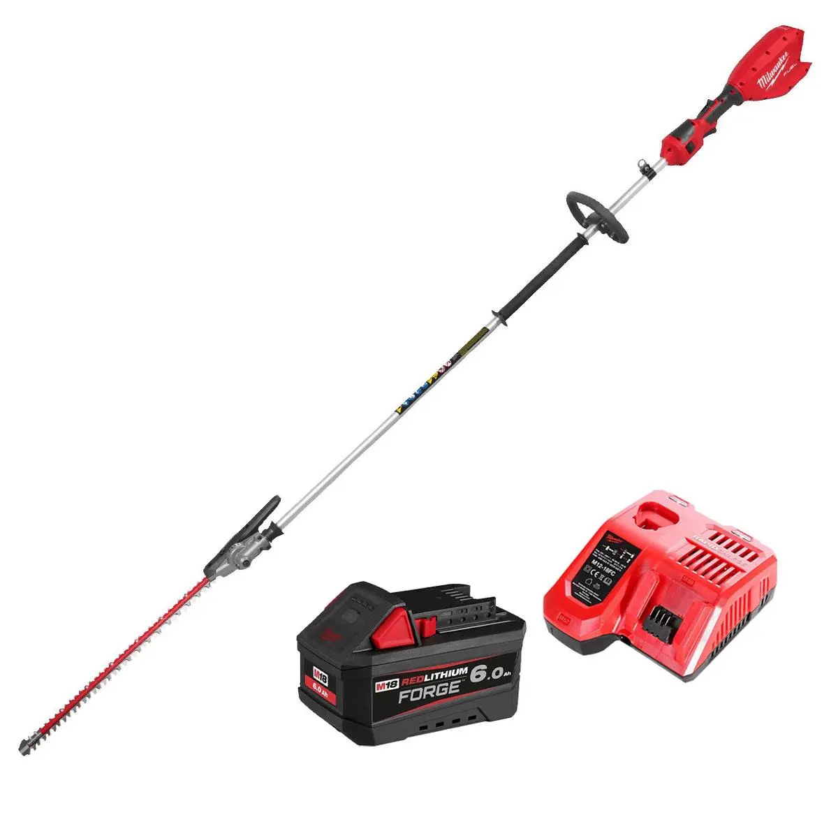 Milwaukee M18fhete27-0 M18 18V Brushless Pole Hedge Trimmer With 1 X 6.0Ah Battery & Charger 1