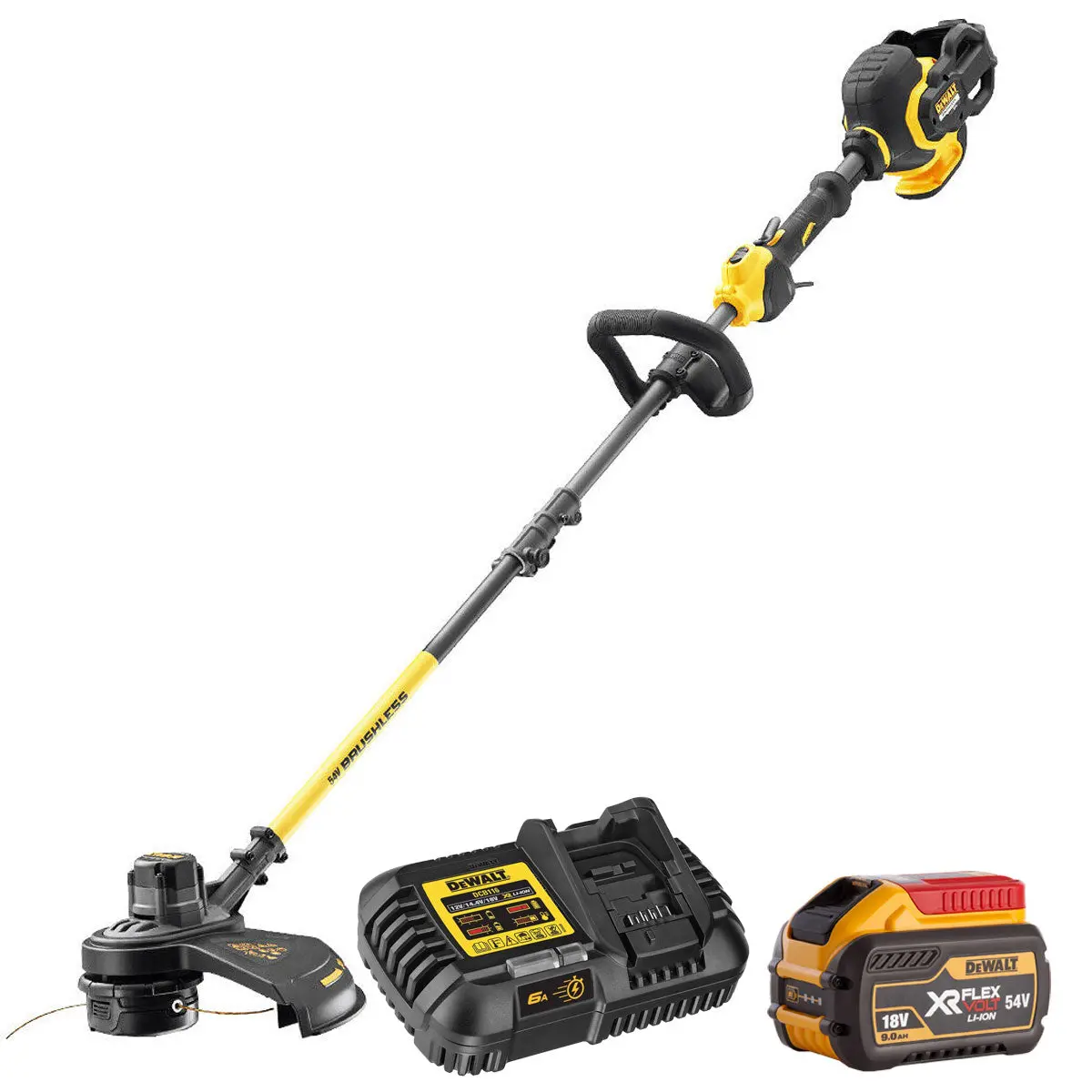 Dewalt Dcm5713n-Xj 54V Xr Flexvolt Brushless Split Shaft String Trimmer With 1 X 9.0Ah Battery & Charger 1