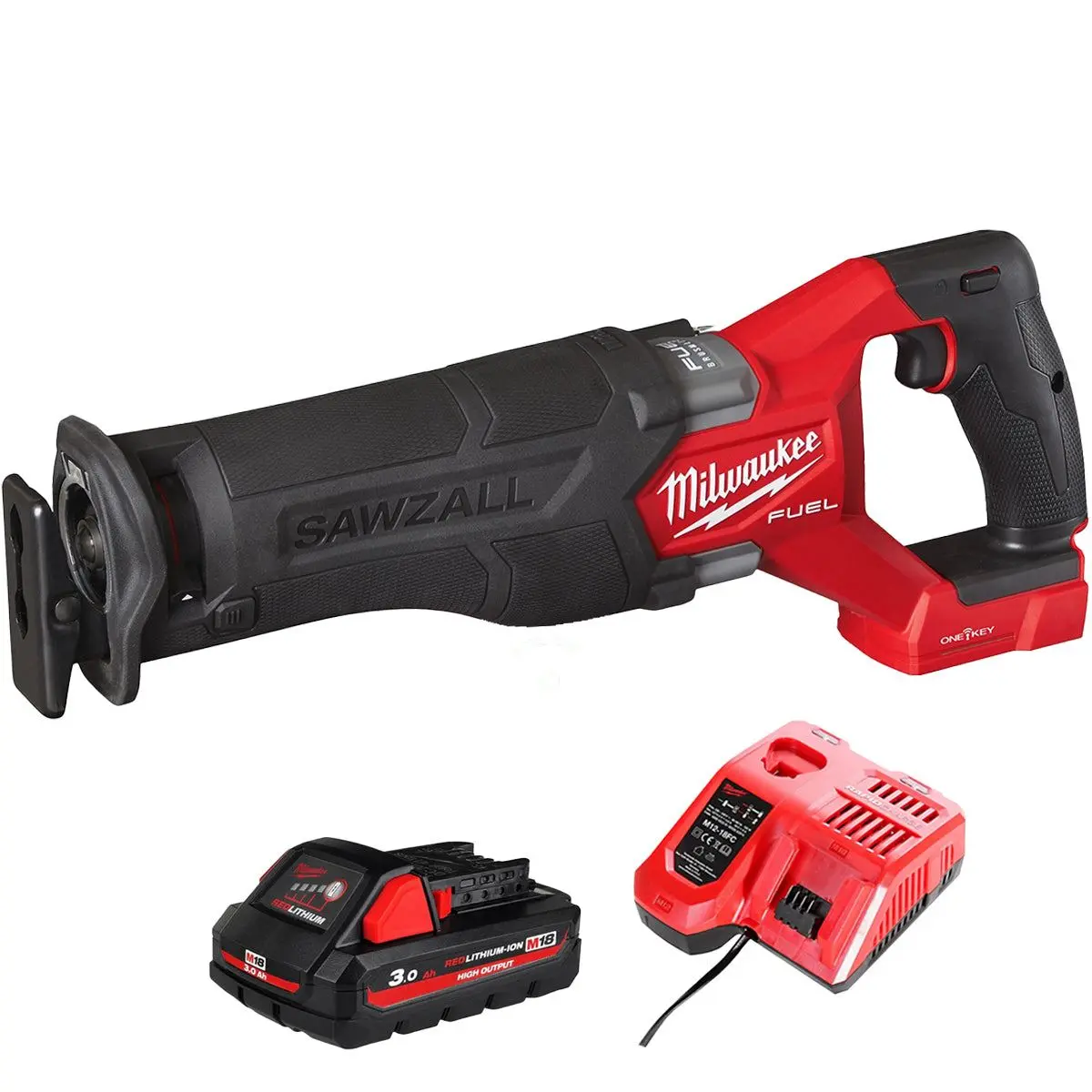 Milwaukee M18onefsz-0 M18 Fuel 18V One-Key Sawzall With 1 X 3.0Ah Battery & Charger 1