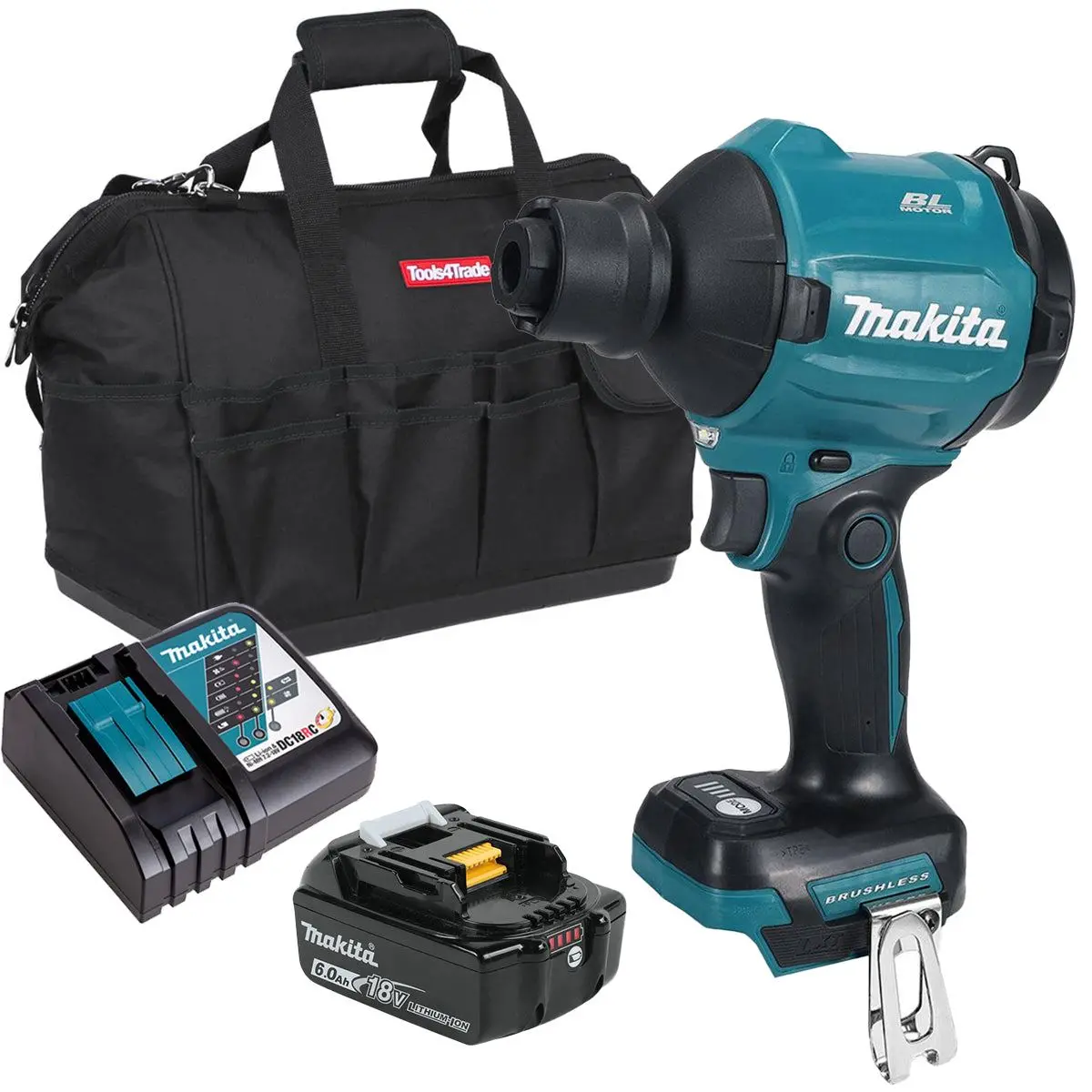 Makita Das180z 18V Lxt Brushless Dust Blower With 1 X 6.0Ah Battery, Charger & Bag 1