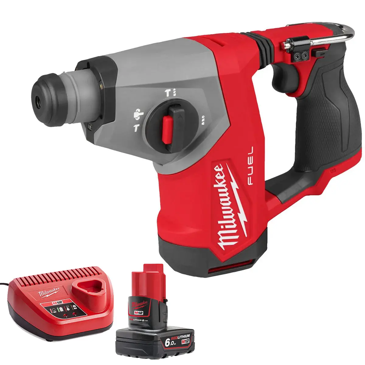 Milwaukee M12fhac16-0 12V Fuel Brushless 4-Mode Sds+ Hammer Drill With 1 X 6.0Ah Battery & Charger 1