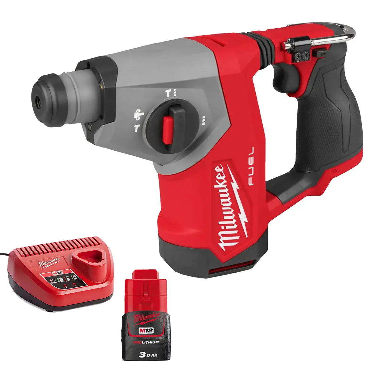 Milwaukee M12fhac16-0 12V Fuel Brushless 4-Mode Sds+ Hammer Drill With 1 X 3.0Ah Battery & Charger 1