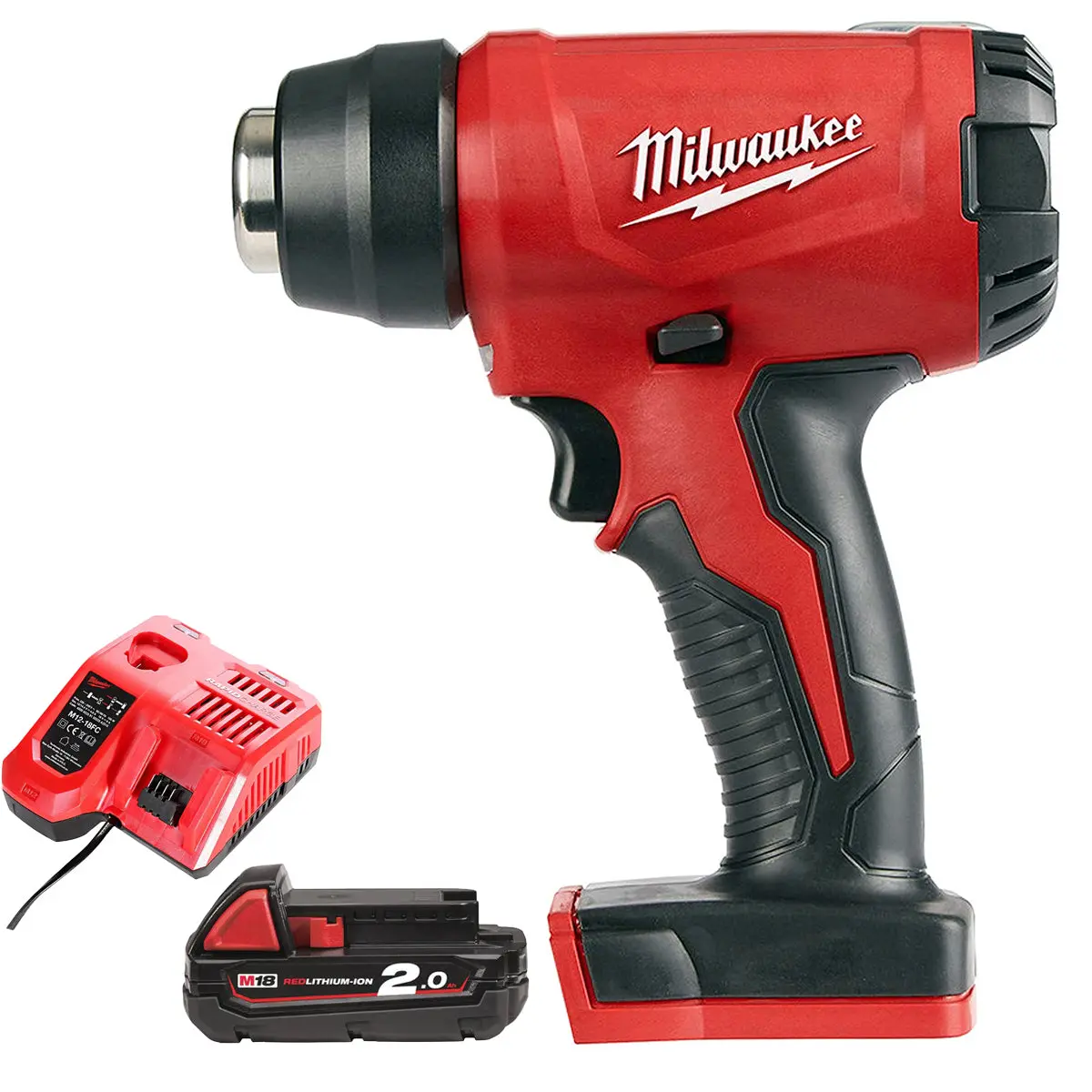 Milwaukee M18bhg-0 18V Cordless Compact Heat Gun With 1 X 2.0Ah Battery & Charger 1