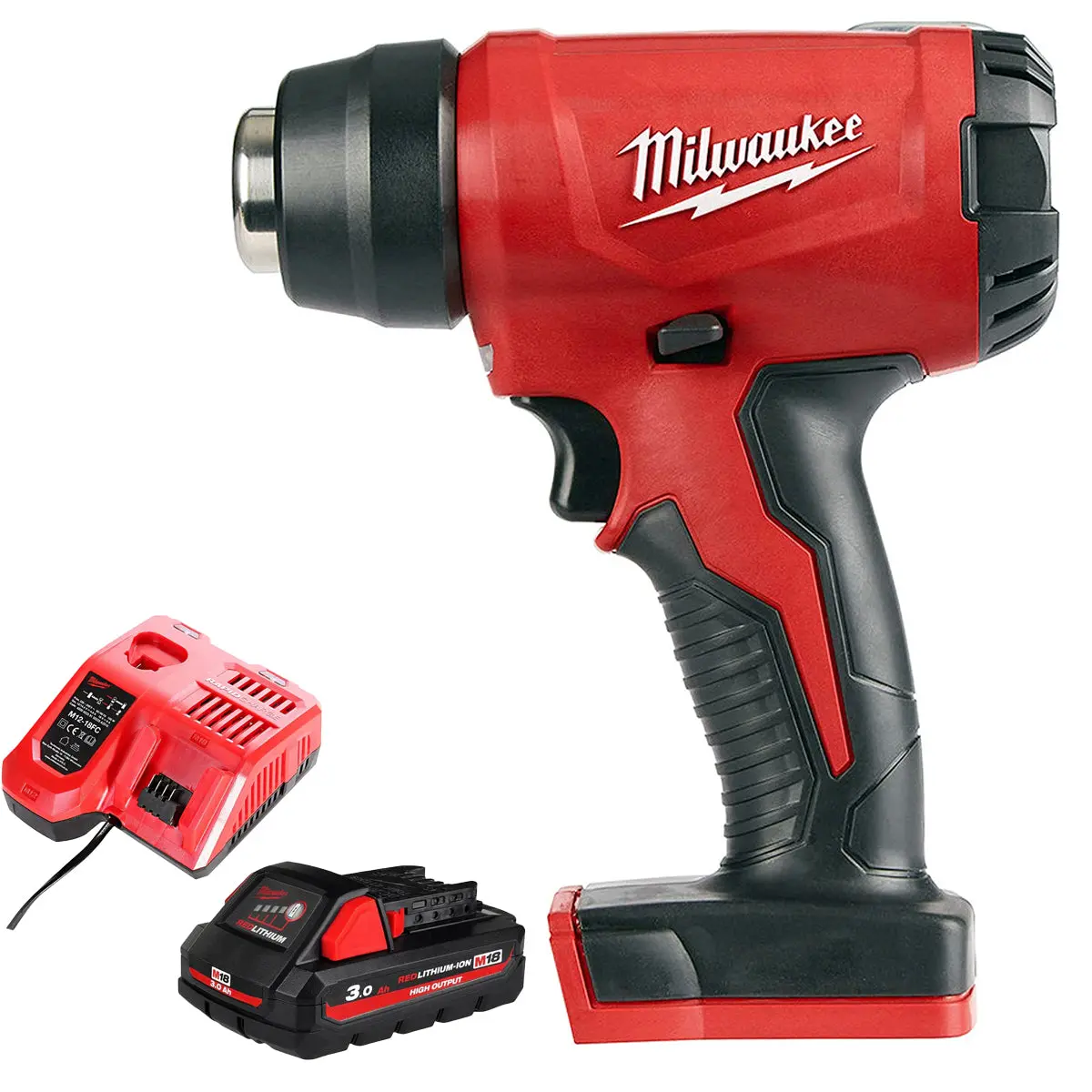 Milwaukee M18bhg-0 18V Cordless Compact Heat Gun With 1 X 3.0Ah Battery & Charger 1