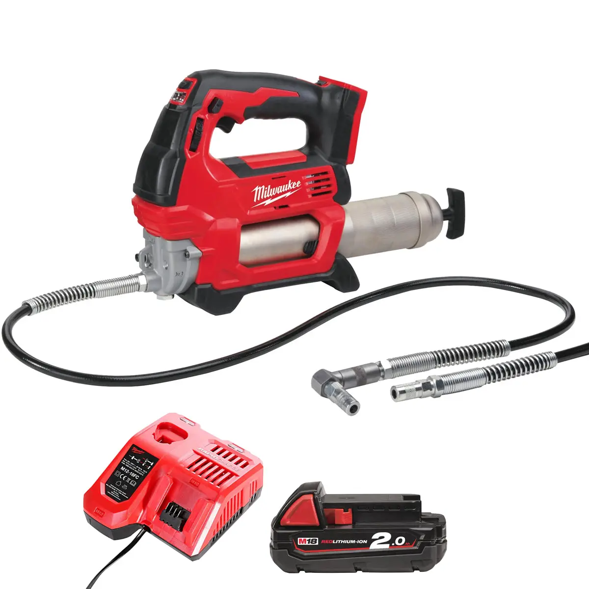 Milwaukee M18gg-0 18V M18 Cordless Grease Gun With 1 X 2.0Ah Battery & Charger 1