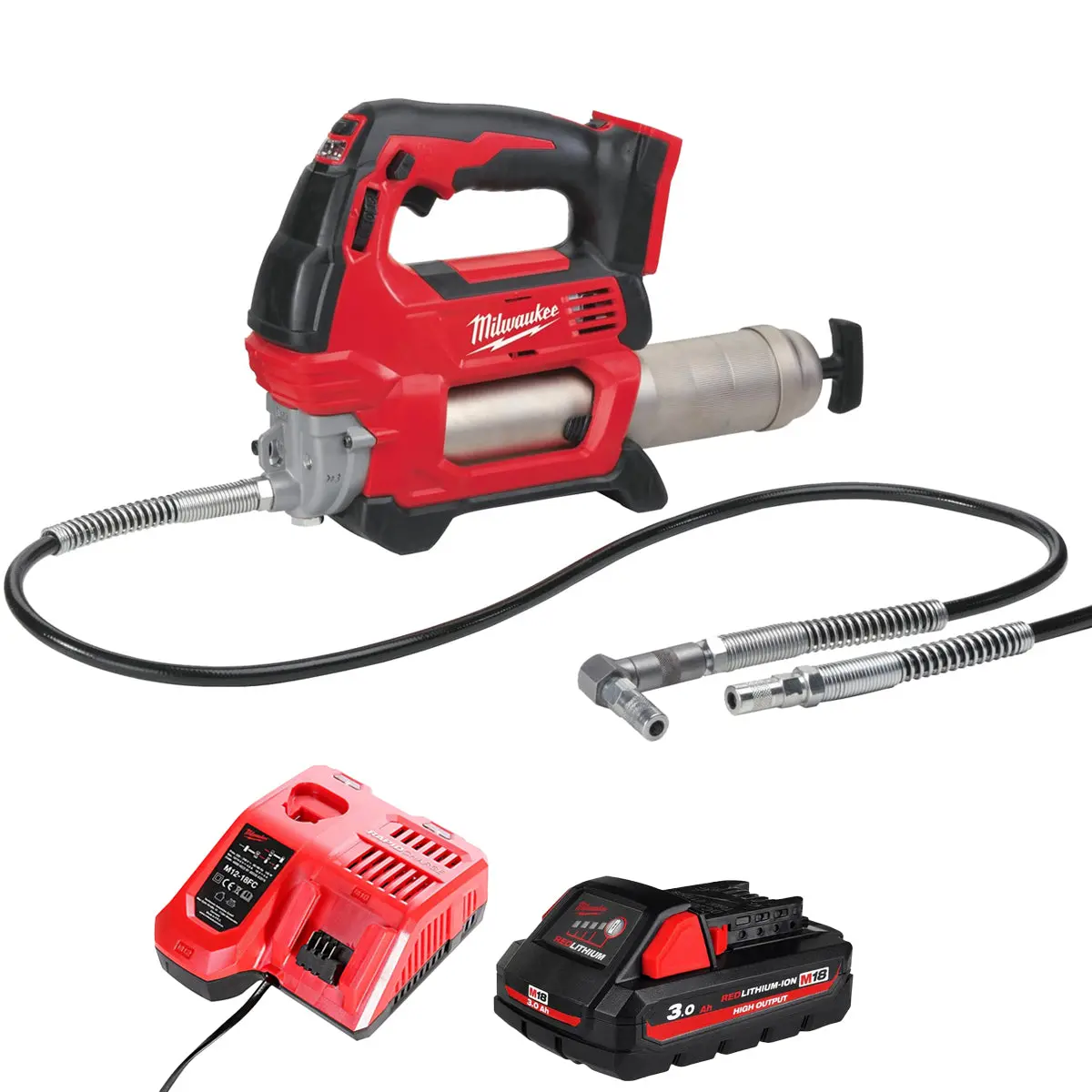 Milwaukee M18gg-0 18V M18 Cordless Grease Gun With 1 X 3.0Ah Battery & Charger 1