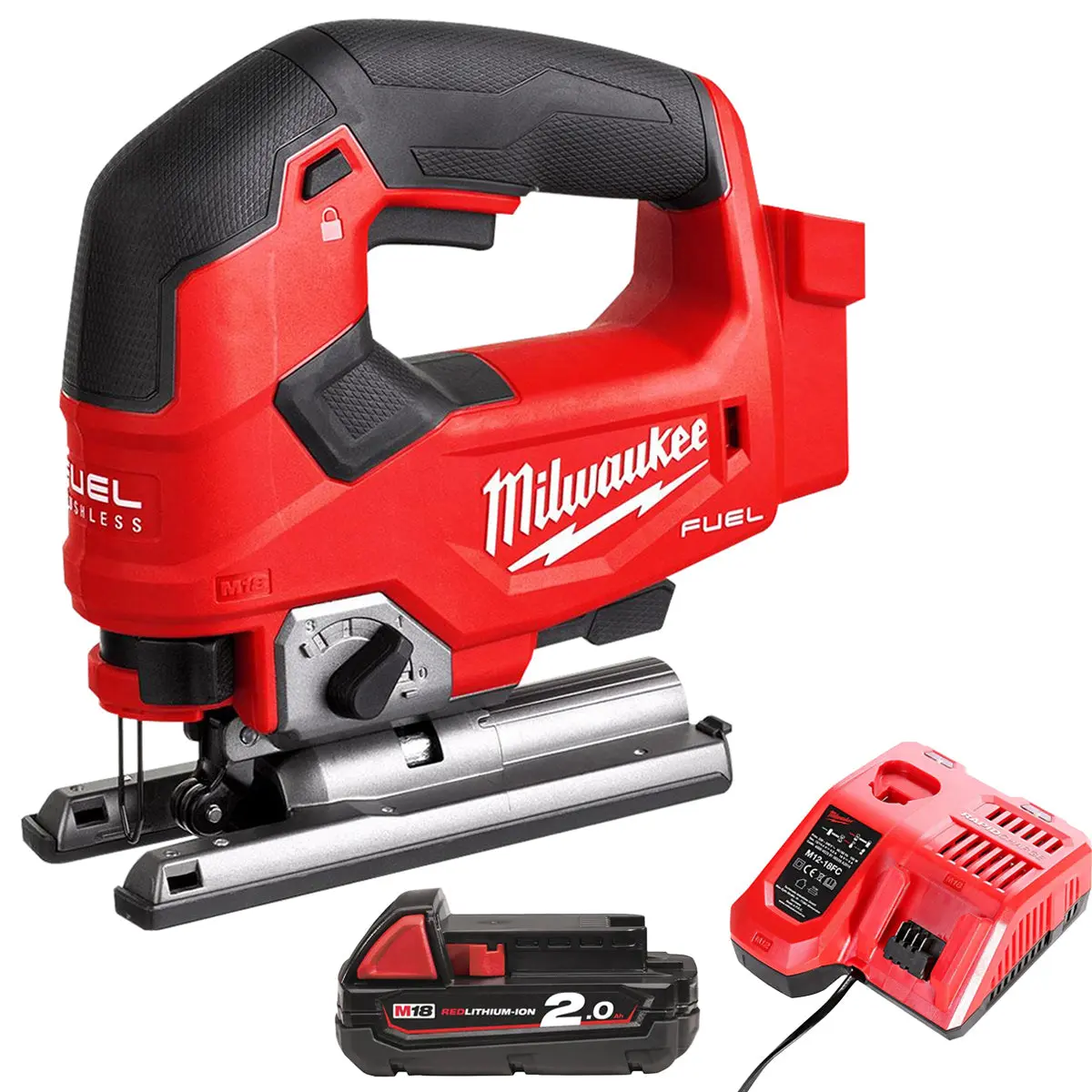 Milwaukee M18fjs-0 18V Brushless Fuel Top Handle Jigsaw With 1 X 2.0Ah Battery & Charger 1